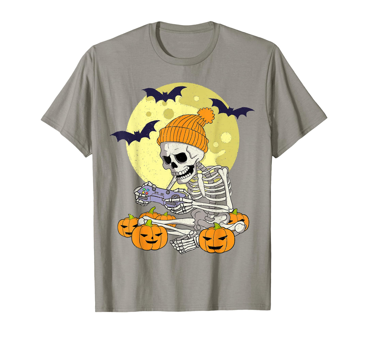 Funny Halloween Skeleton Gamer Video Games Boys Mens Gaming T-Shirt