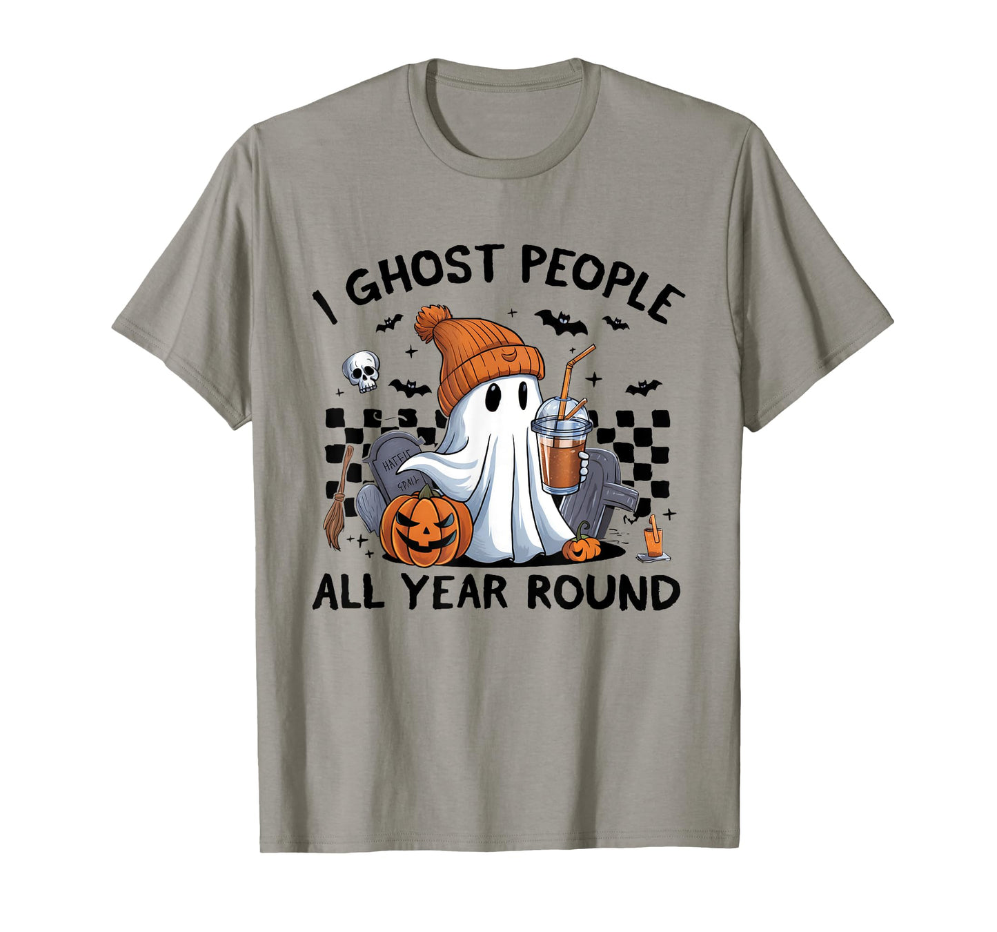 I Ghost People All Year Round Halloween Coffee Lover Outfit T-Shirt