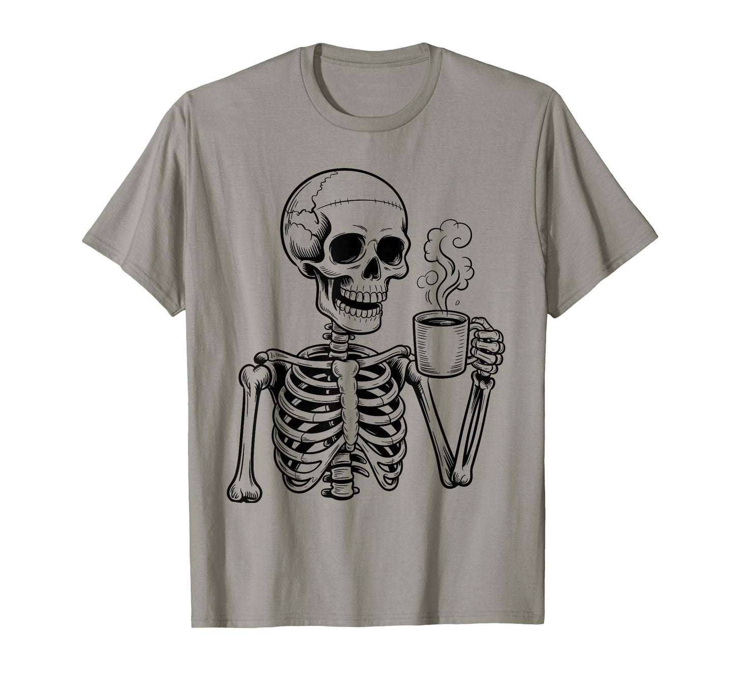 Cute Ghost Drinking Coffee Hot Coffee Skeleton Drinking T-Shirt