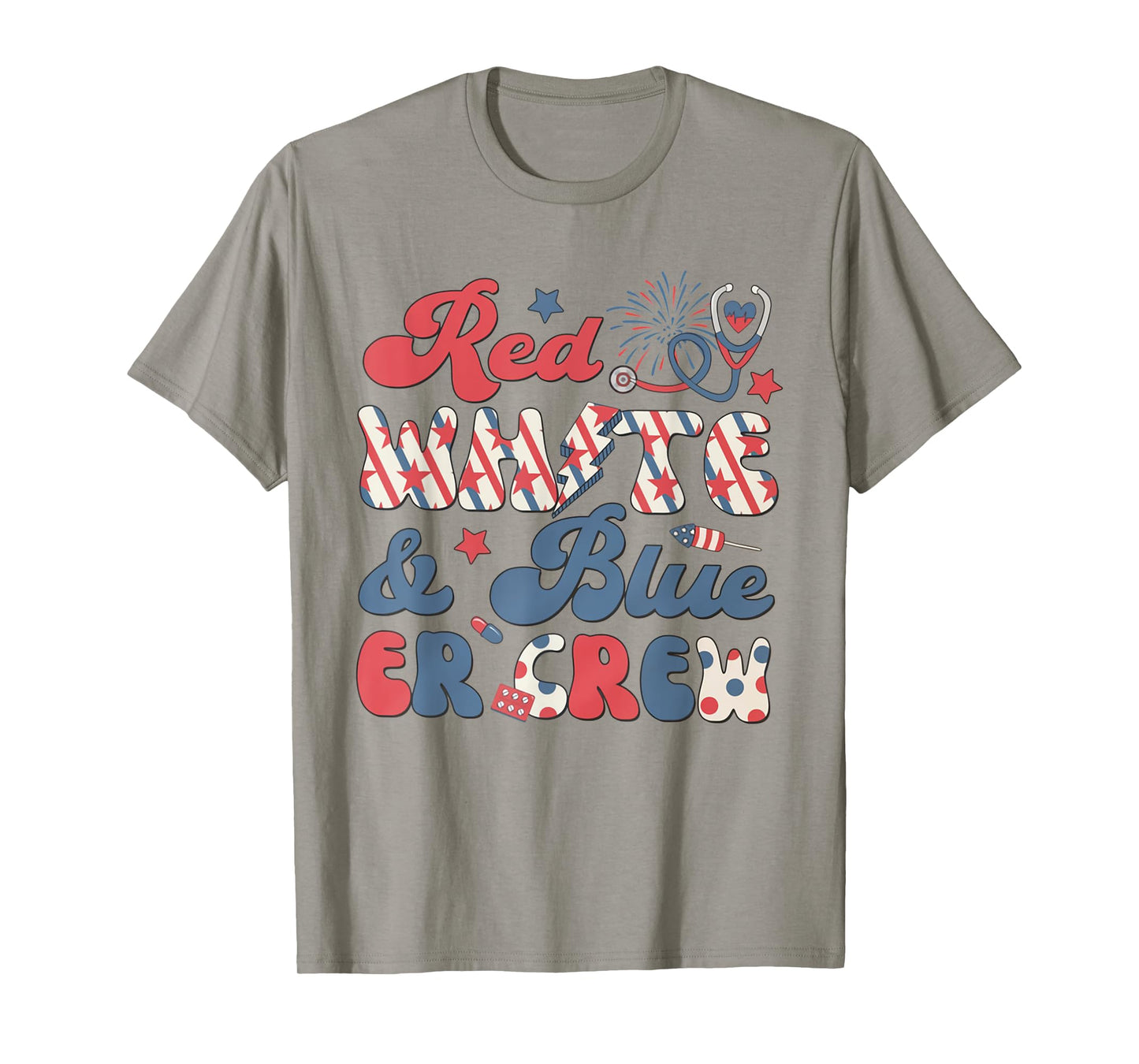 Emergency Room Tech 4th of July Retro Red White Blue ER Crew T-Shirt