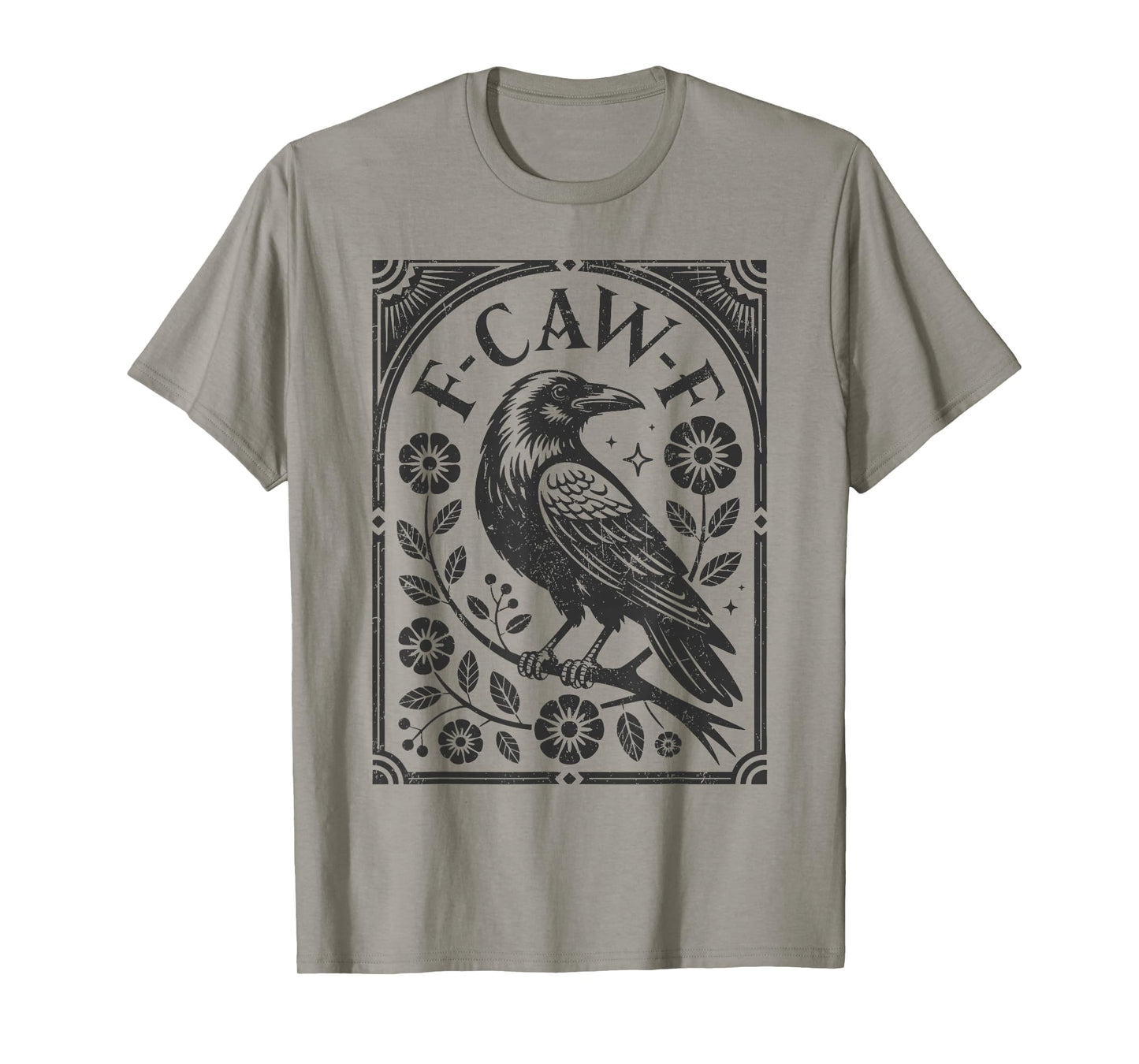 F-Caw-F Black Crow Pun Funny Bird Cawing Grunge T-Shirt
