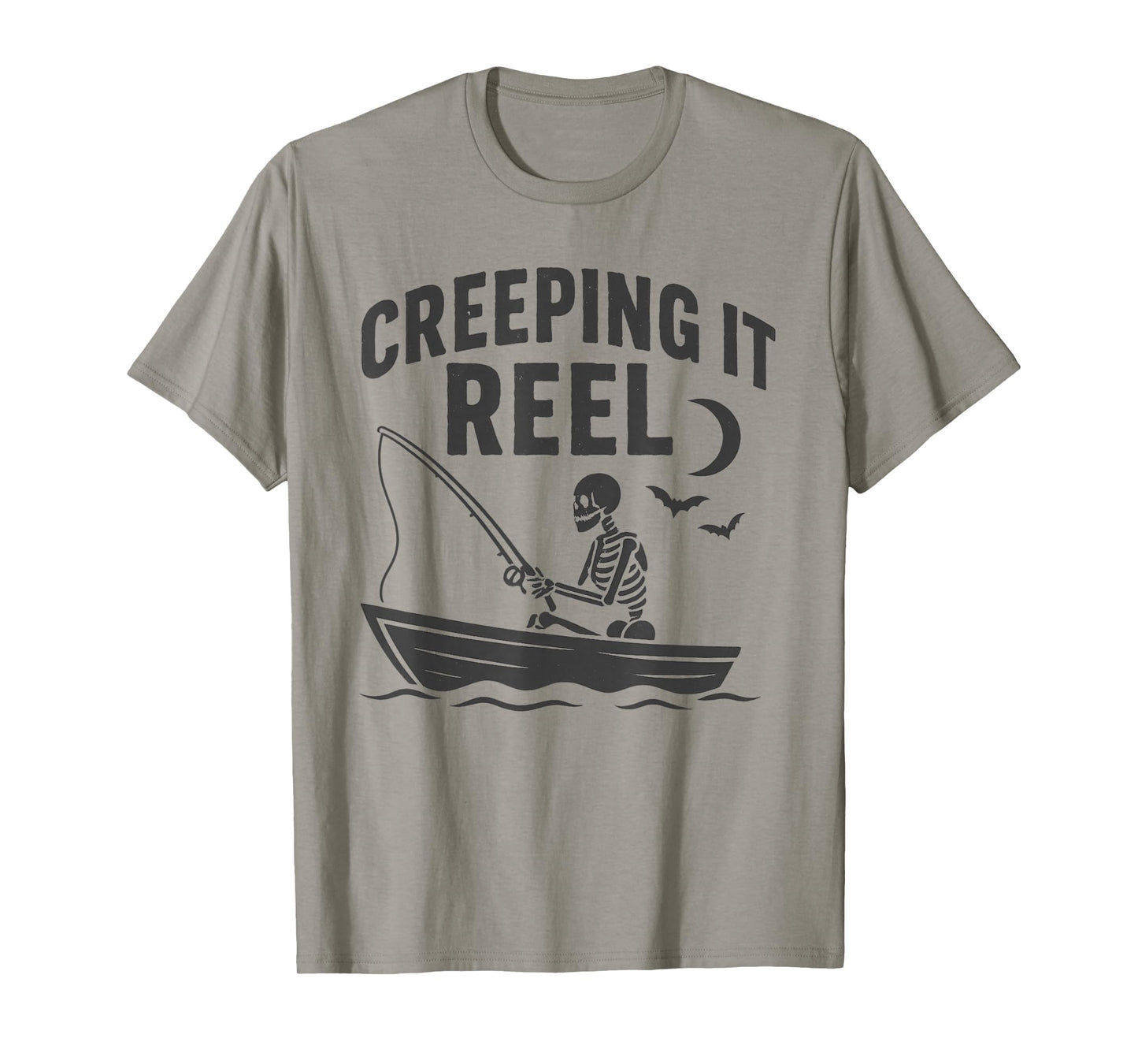Creeping It Reel Halloween and Fishing Skeleton T-Shirt