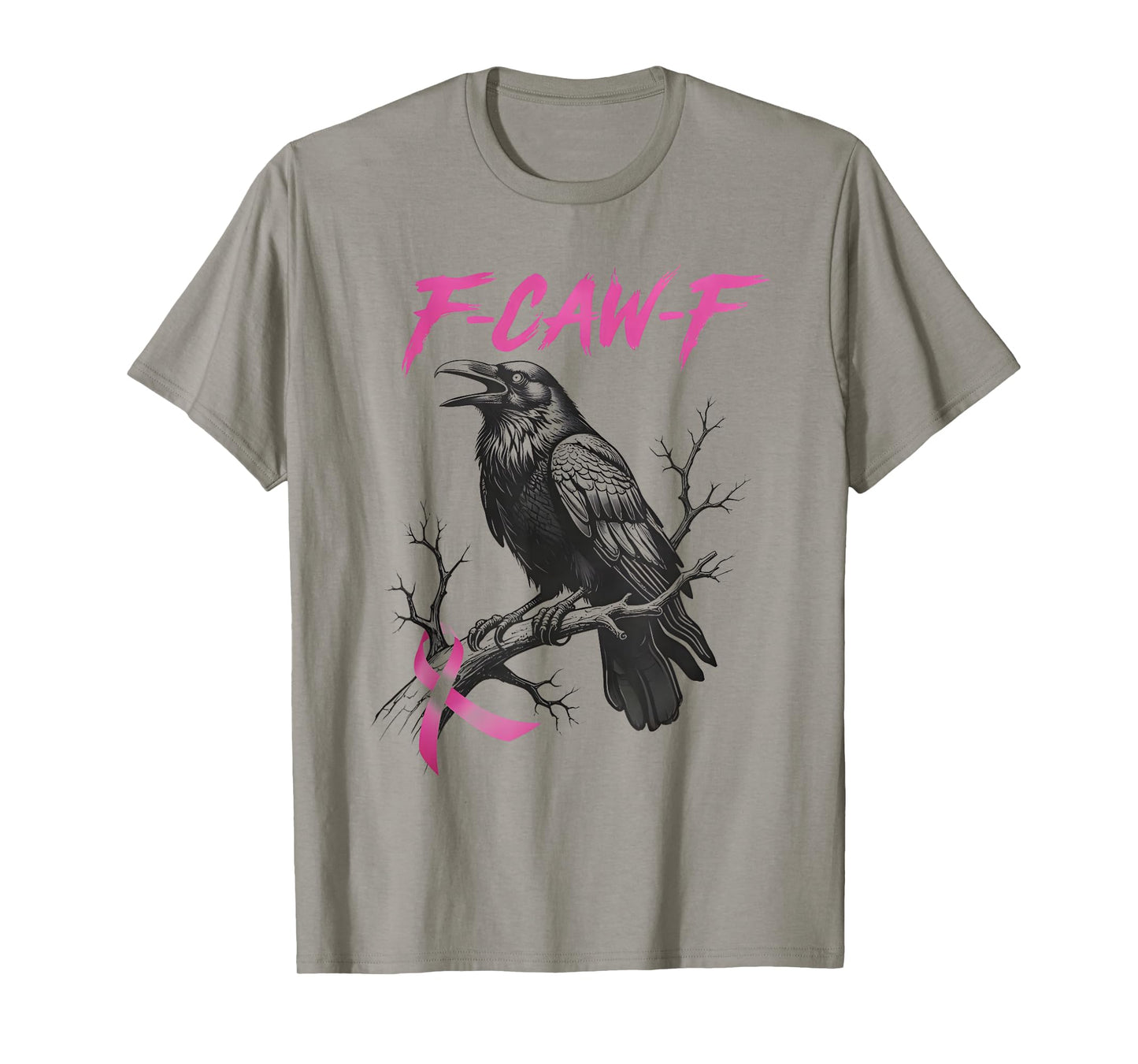 F Caw F Breast Cancer Awareness Funny Halloween Raven T-Shirt