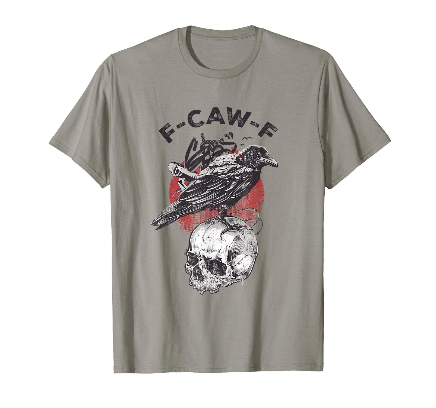 F-Caw-F Crow Vintage Gothic Skull Funny Sarcastic Black Bird T-Shirt