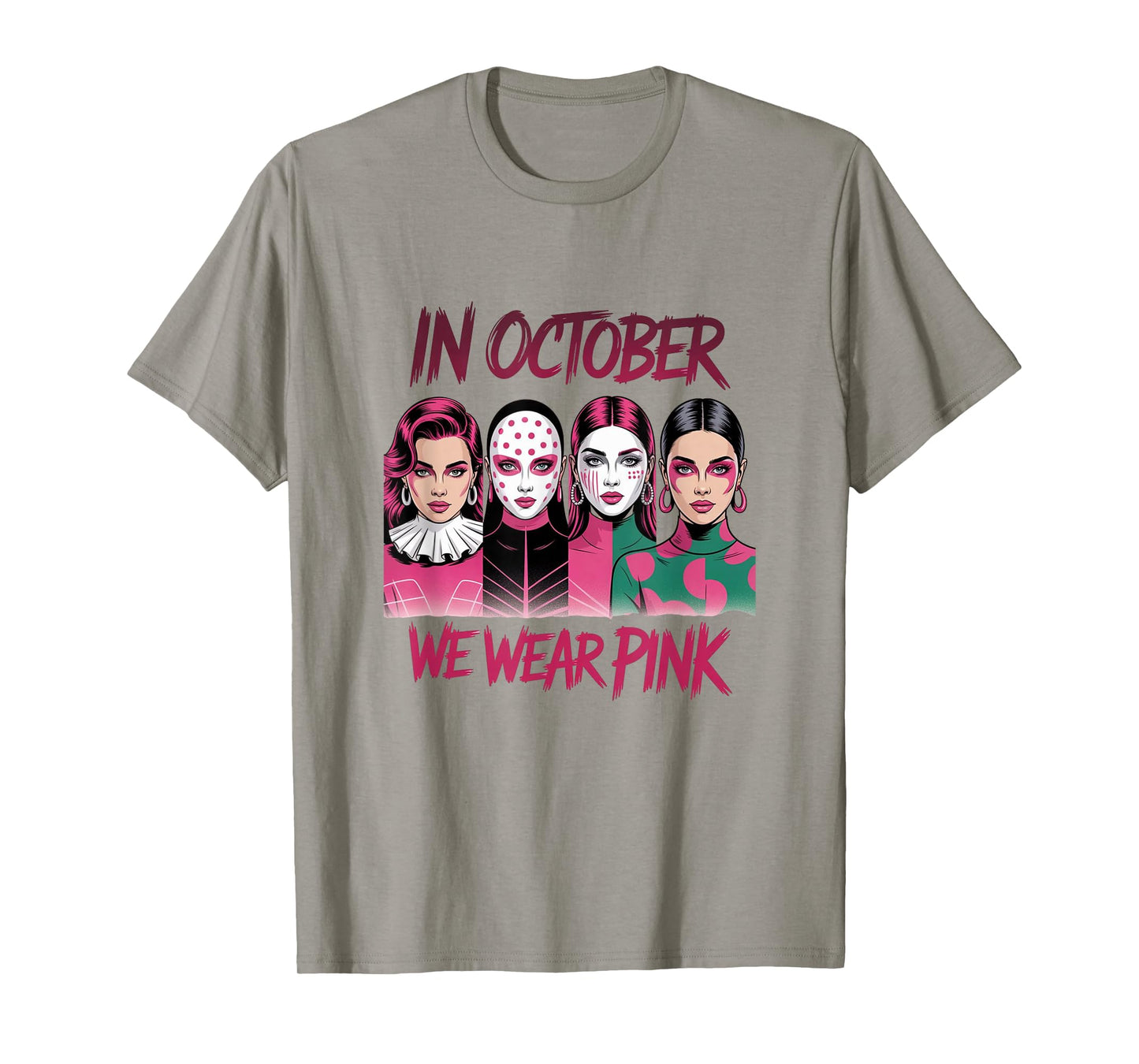 in October We Wear Pink - Witch & Ghost Halloween Apparel T-Shirt