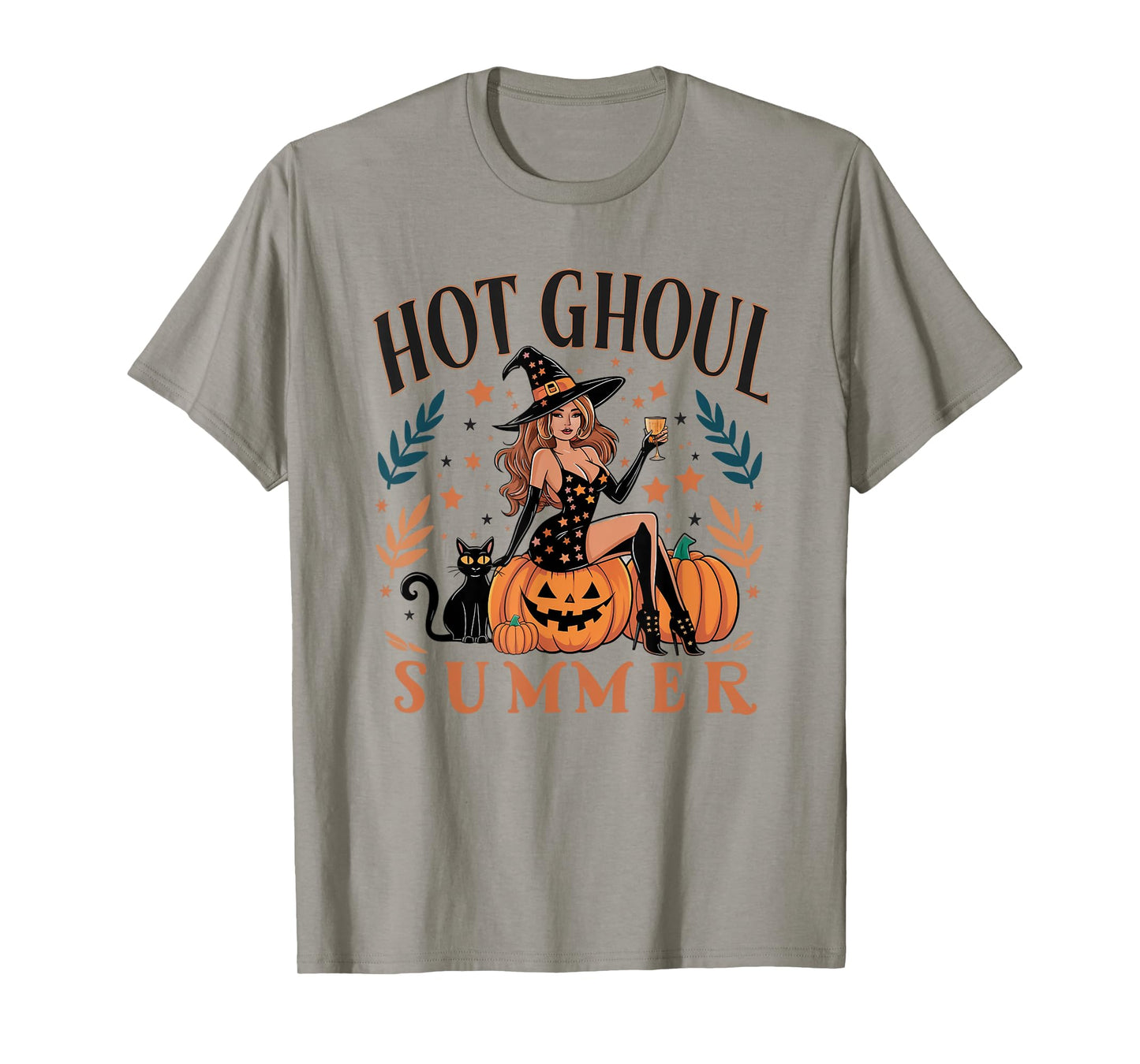Hot Ghoul Summer Funny Witch Gothic Spooky Retro Halloween T-Shirt