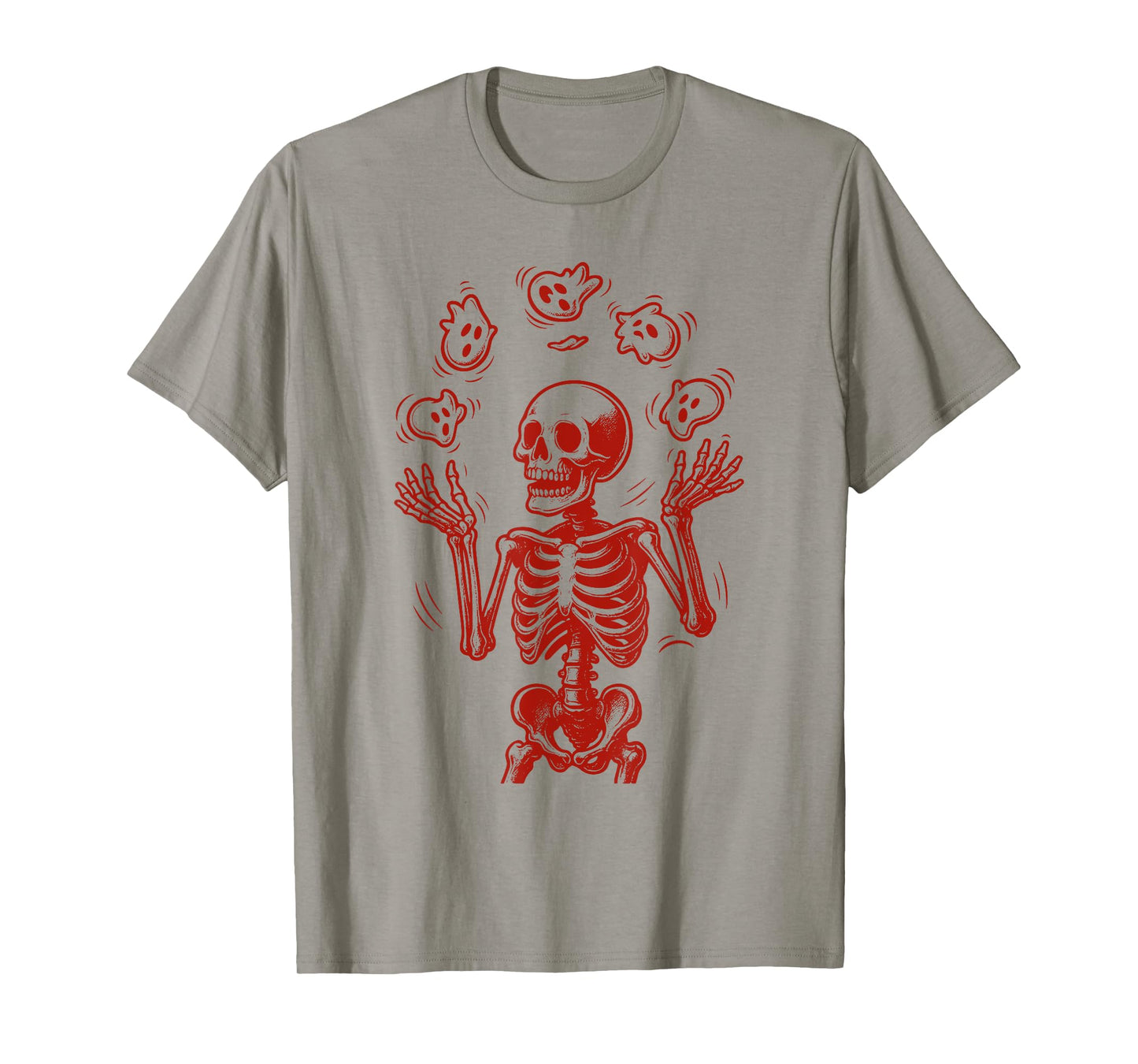 Retro Skeleton Juggling Ghosts Funny Halloween Tee T-Shirt