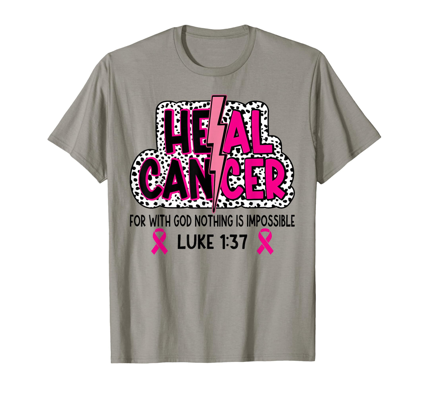 Heal Cancer Pink Ribbon Jesus Christ Breast Cancer Awareness T-Shirt