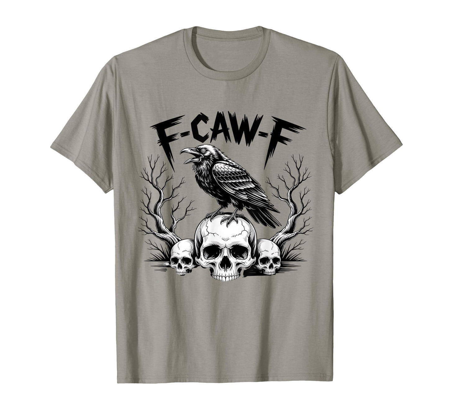 Black Crow Skull F-Caw-F Funny Retro Bird Halloween Humor T-Shirt