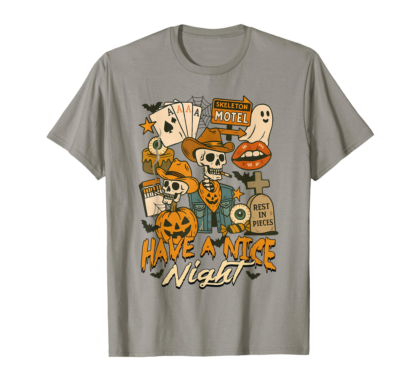 Halloween Vibes Spooky Skeleton Motel Have A Nice Night T-Shirt