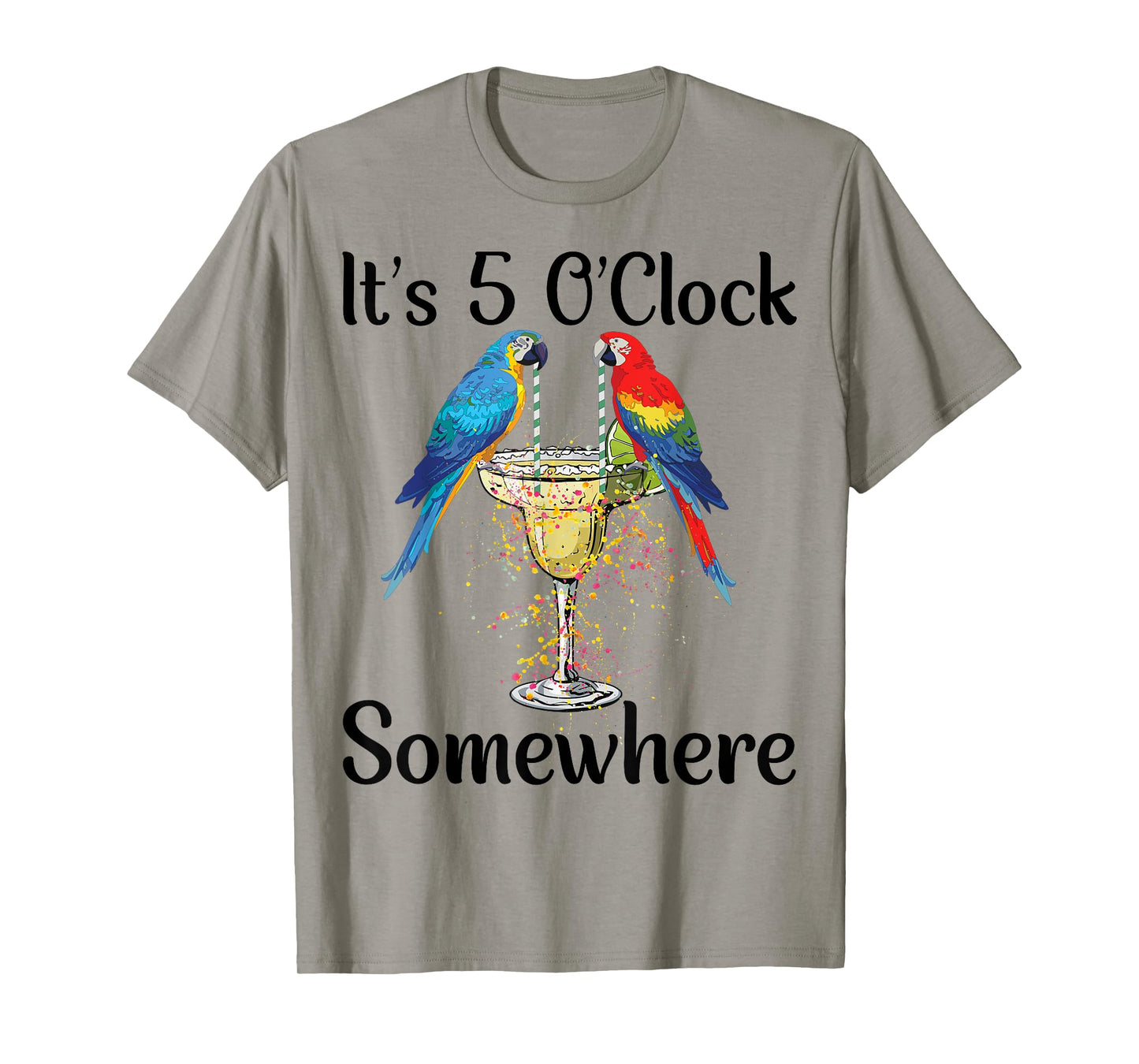 Women 5 Oclock Somewhere Hawaiian Shirt Parrots Margarita T-Shirt