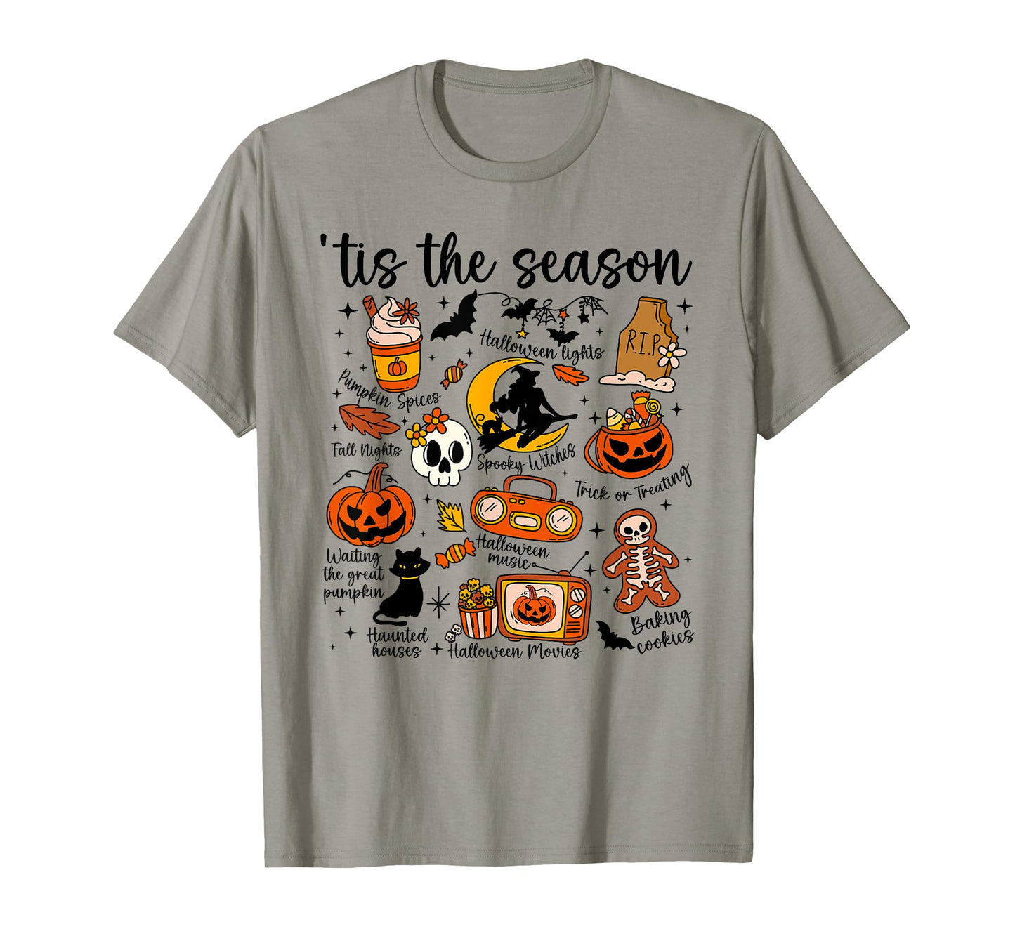 Tis The Season Halloween Doodle Tee Cute Spooky Pumpkin T-Shirt