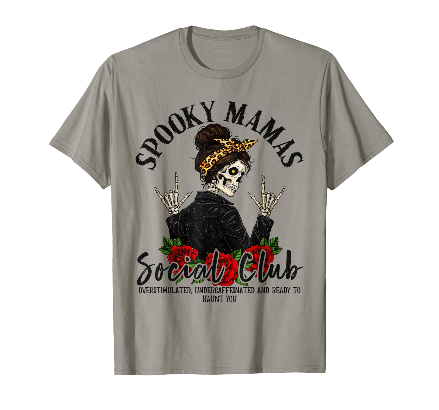 Spooky Mamas Social Club Halloween Vibe Skeleton Women Funny T-Shirt