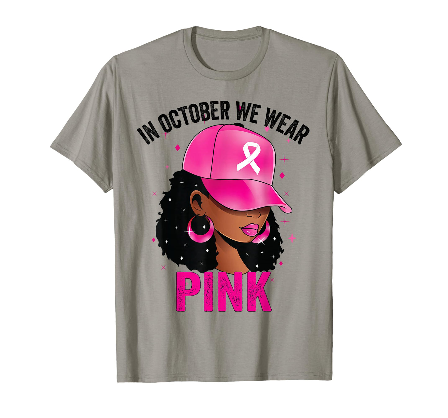 In October We Wear Pink Black Women Breast Cancer Awareness T-Shirt