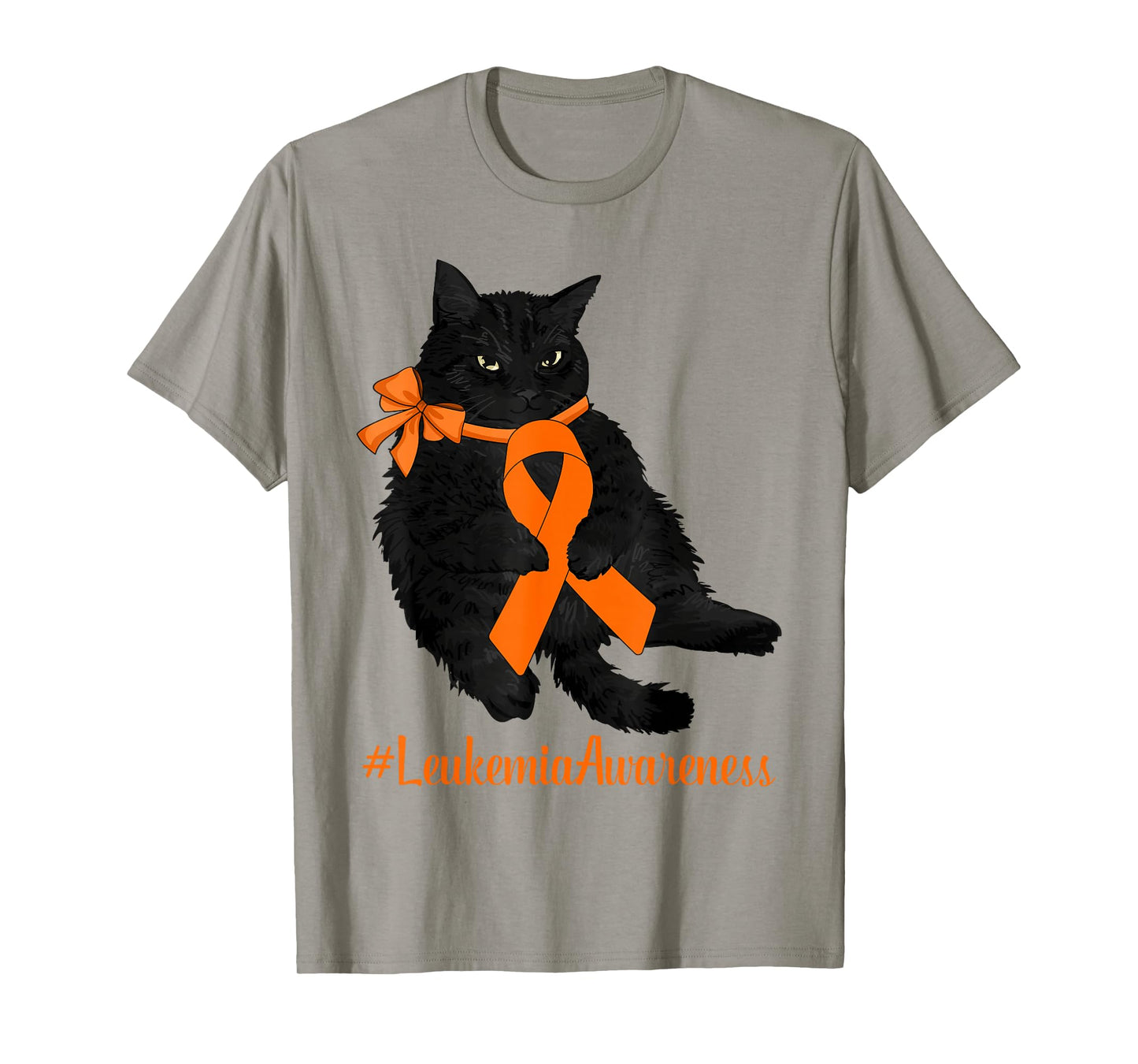 Leukemia Awareness Warrior Fighter Black Cat Orange Ribbon T-Shirt for Men Women Kids