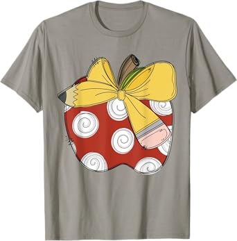 Teacher Coquette Pencil Bow And Apple Teacher T-Shirt