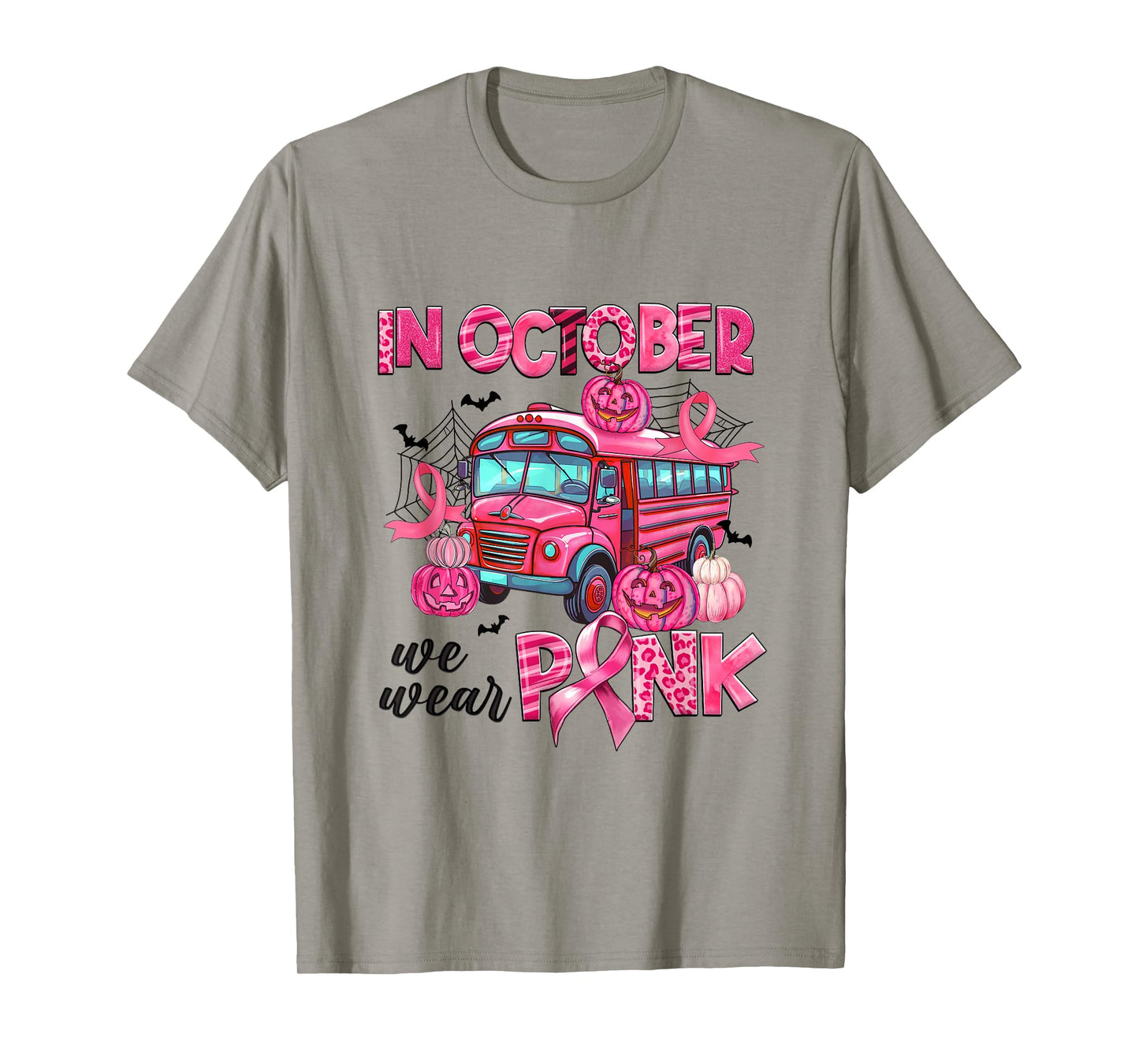 In October We Wear Pink Bus Driver Leopard Breast Cancer T-Shirt