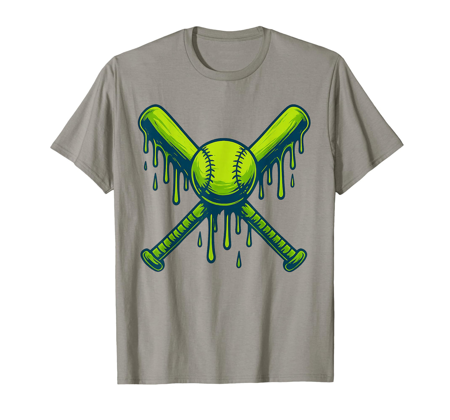 Baseball ice Cream drip Boys Green Ice Cream Drip Baseball T-Shirt