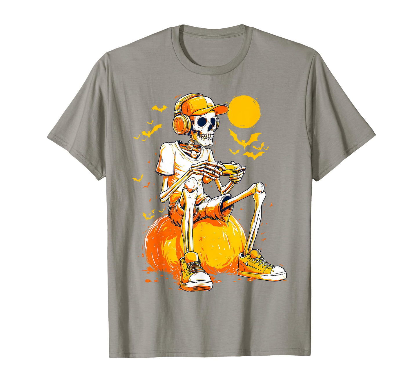 Bruh Halloween Boys Kids Gamer Mens Skeleton Video Gaming T-Shirt