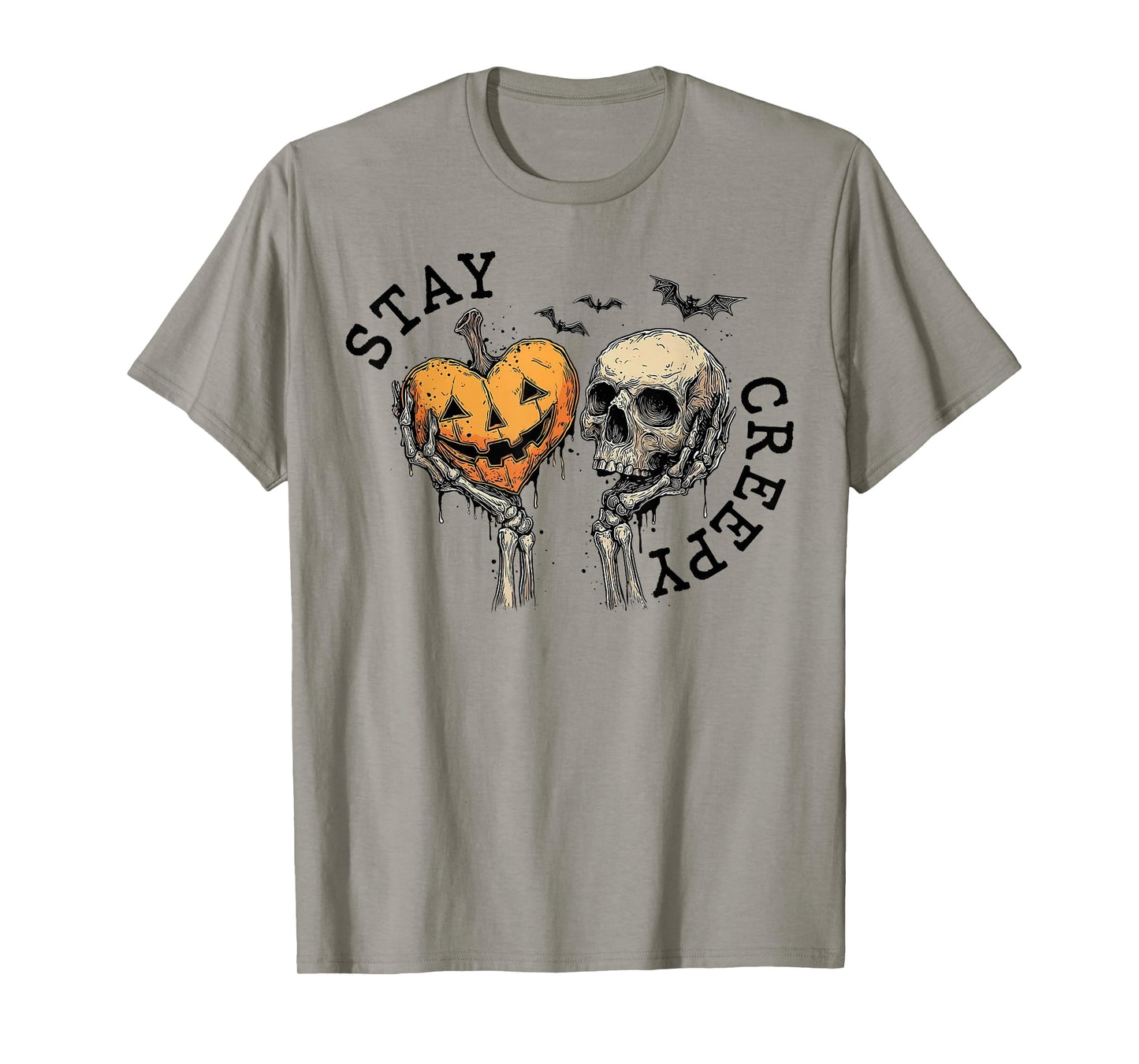 Stay Creepy Dripping Heart Halloween Skeleton Hand Spooky T-Shirt
