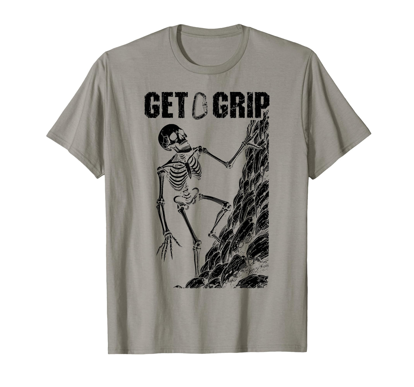 Rock Climbing Climber Skeleton Get A Grip Halloween Climbers T-Shirt