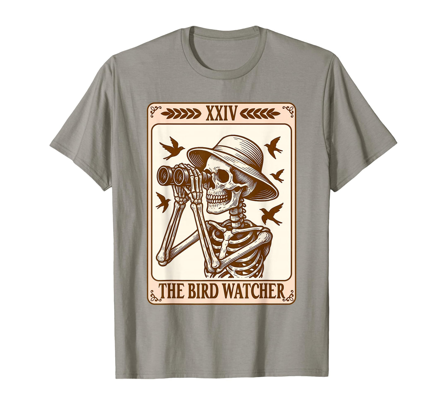 Bird Watching Bird Mom Skeleton The Bird Watcher Tarot Card T-Shirt