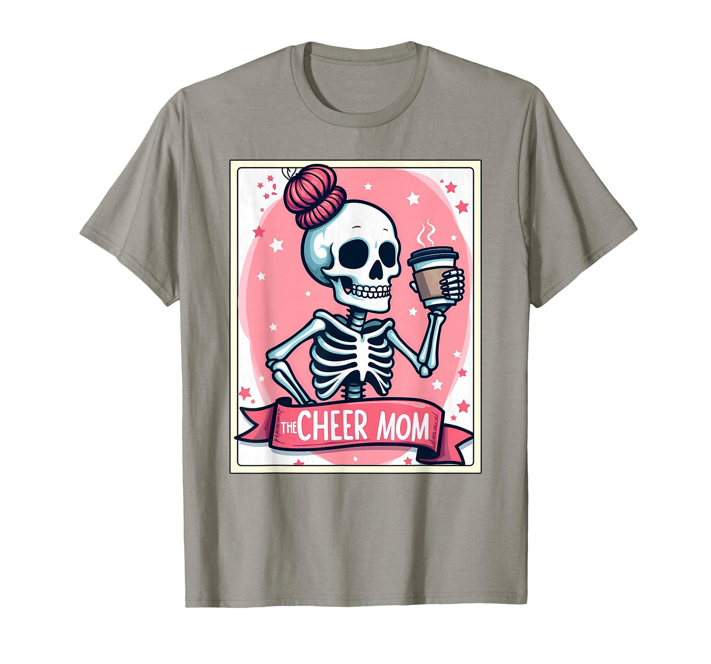 Tarot Card Cheerleader The Cheer Mom Messy Bun Skeleton T-Shirt