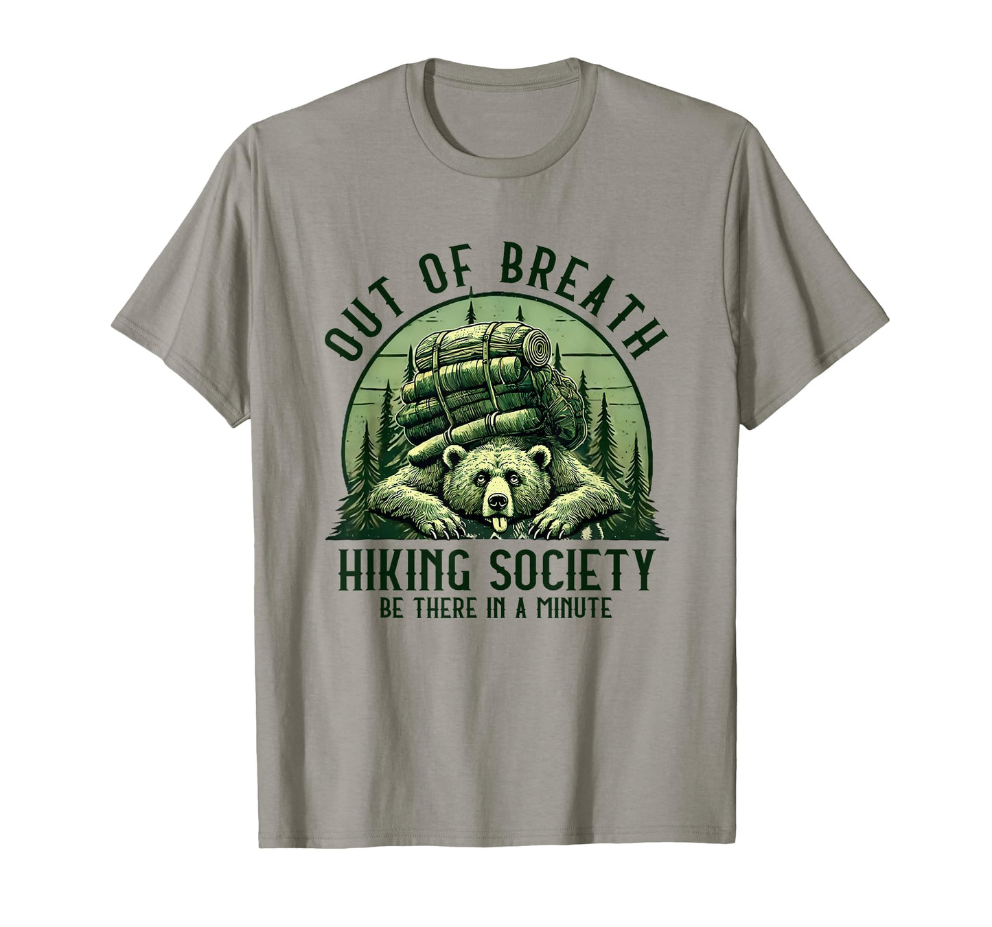 Out of Breath Hiking Society Funny Bear Outdoorsy Vintage T-Shirt