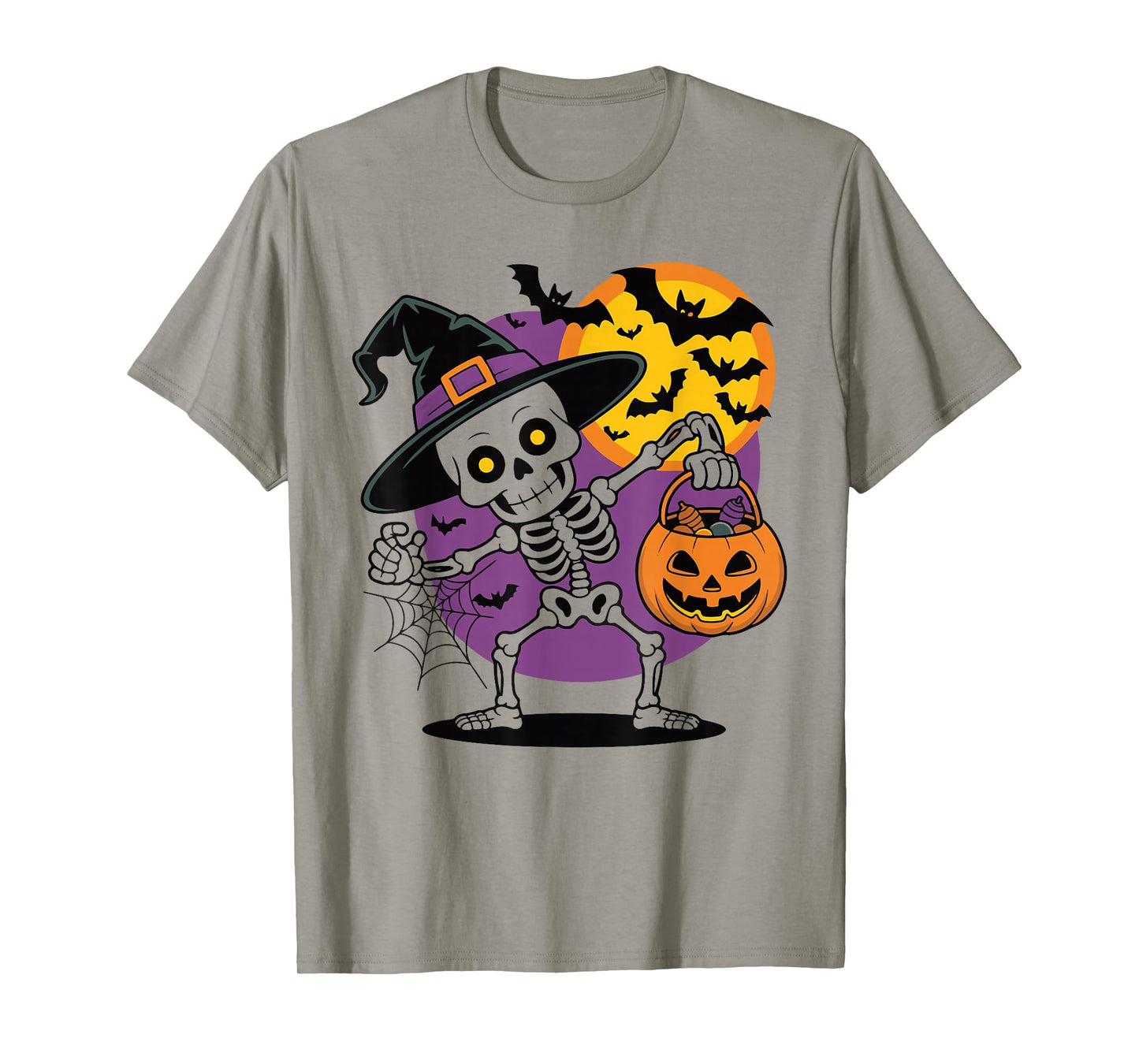 Skeleton Witch Pumpkin Halloween Trick or Treat Costume Men T-Shirt