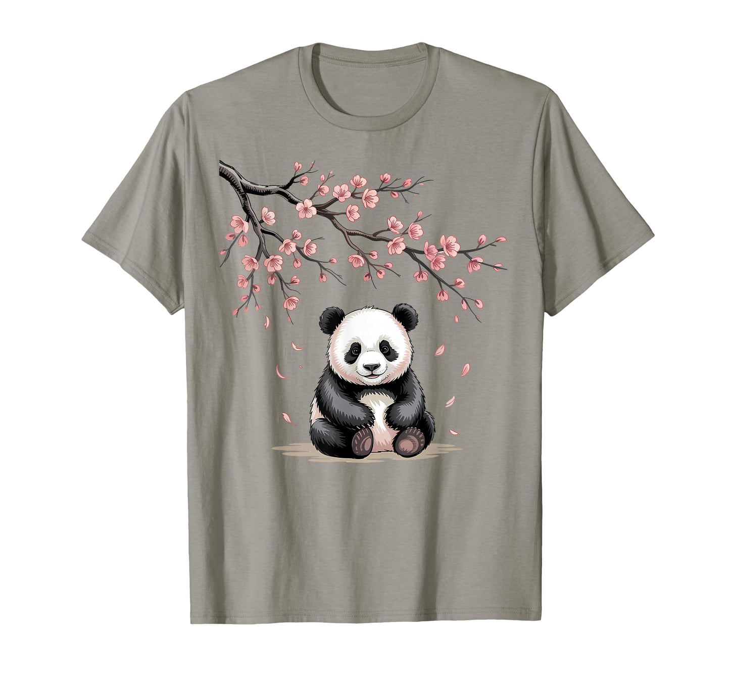 Cute Panda Sakura Cherry Blossoms Sumi-E Japanese Aesthetic T-Shirt