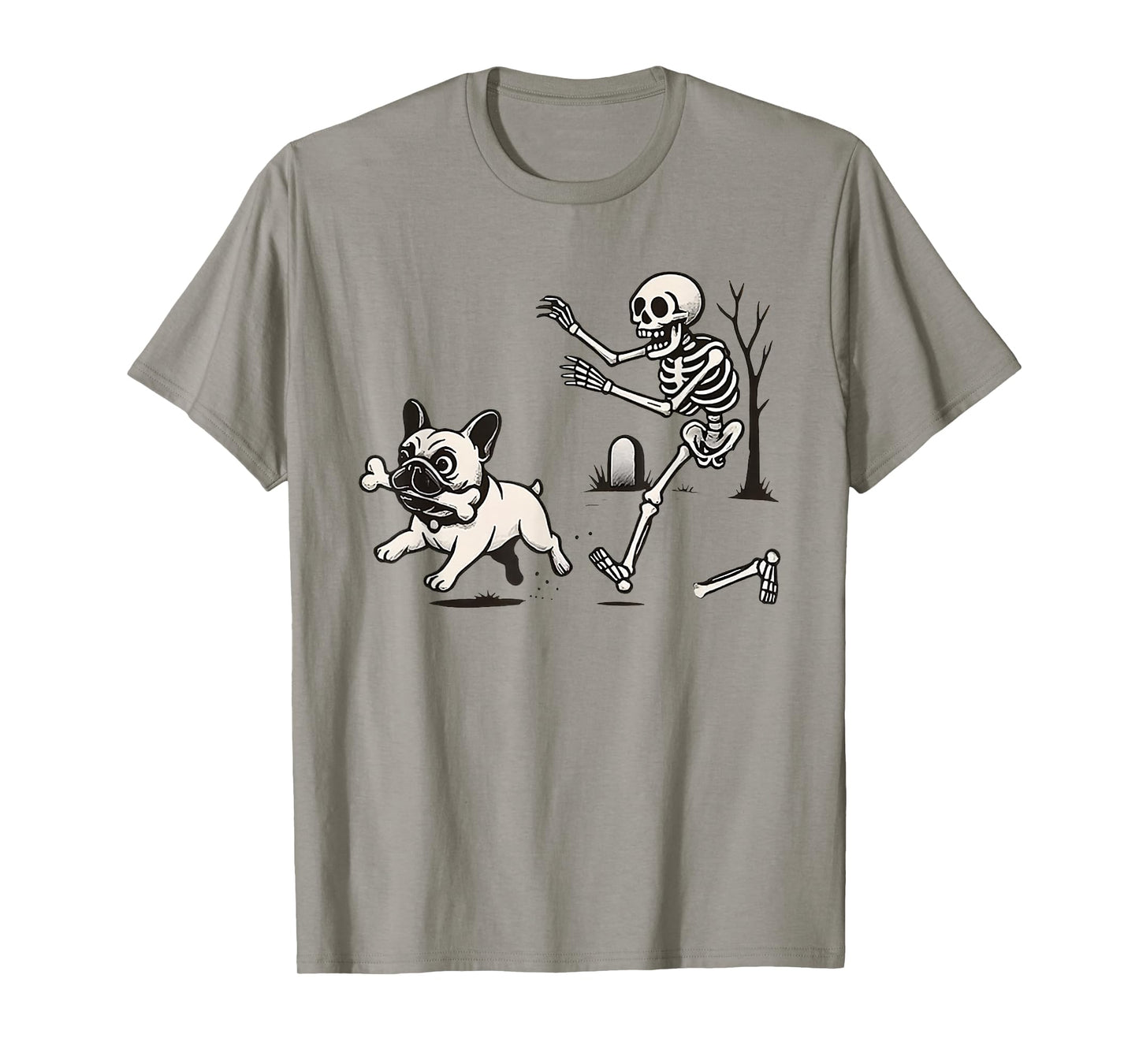 Funny Skeleton Chasing Corgi Halloween Dog Mom Pet Lover T-Shirt