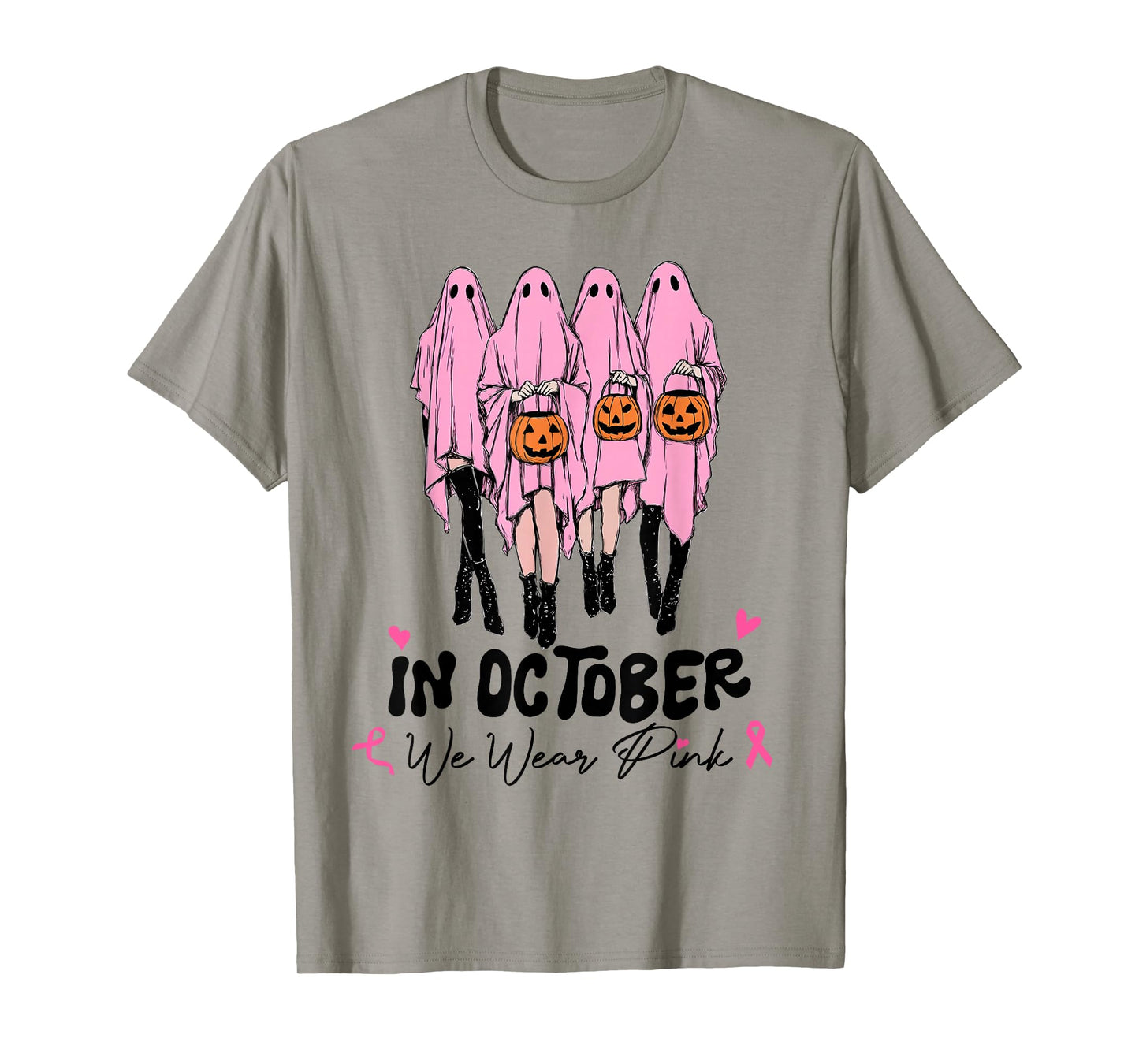 Breast Cancer Women Halloween in October We Wear Pink T-Shirt