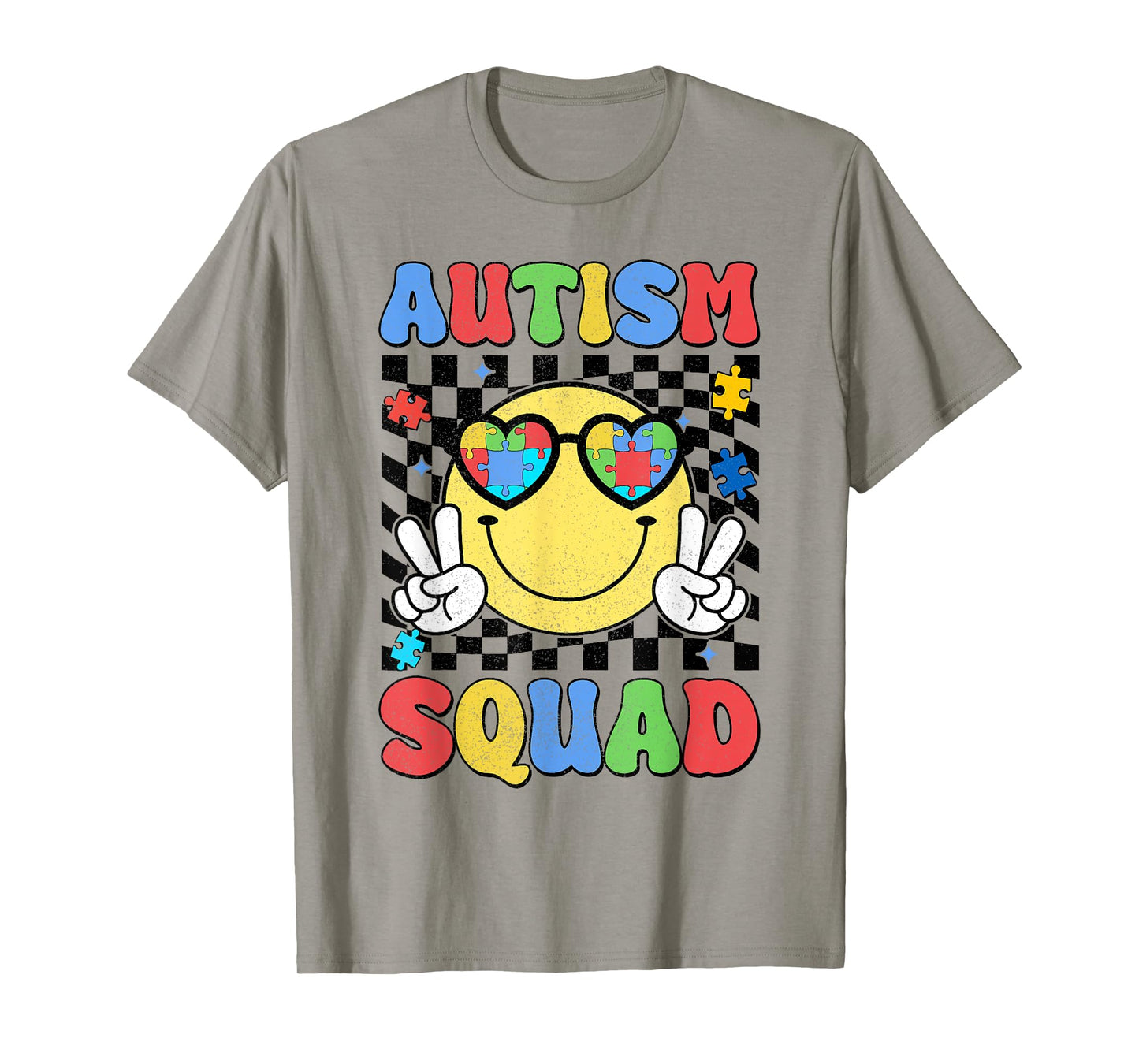 Smile Face Autism Awareness Support Squad Blue Ribbon Gifts T-Shirt