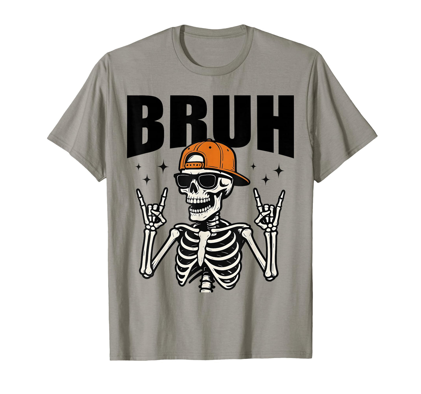 Bruh Punk Rock Skeleton Cool Rocker Halloween Men Boys Kids T-Shirt