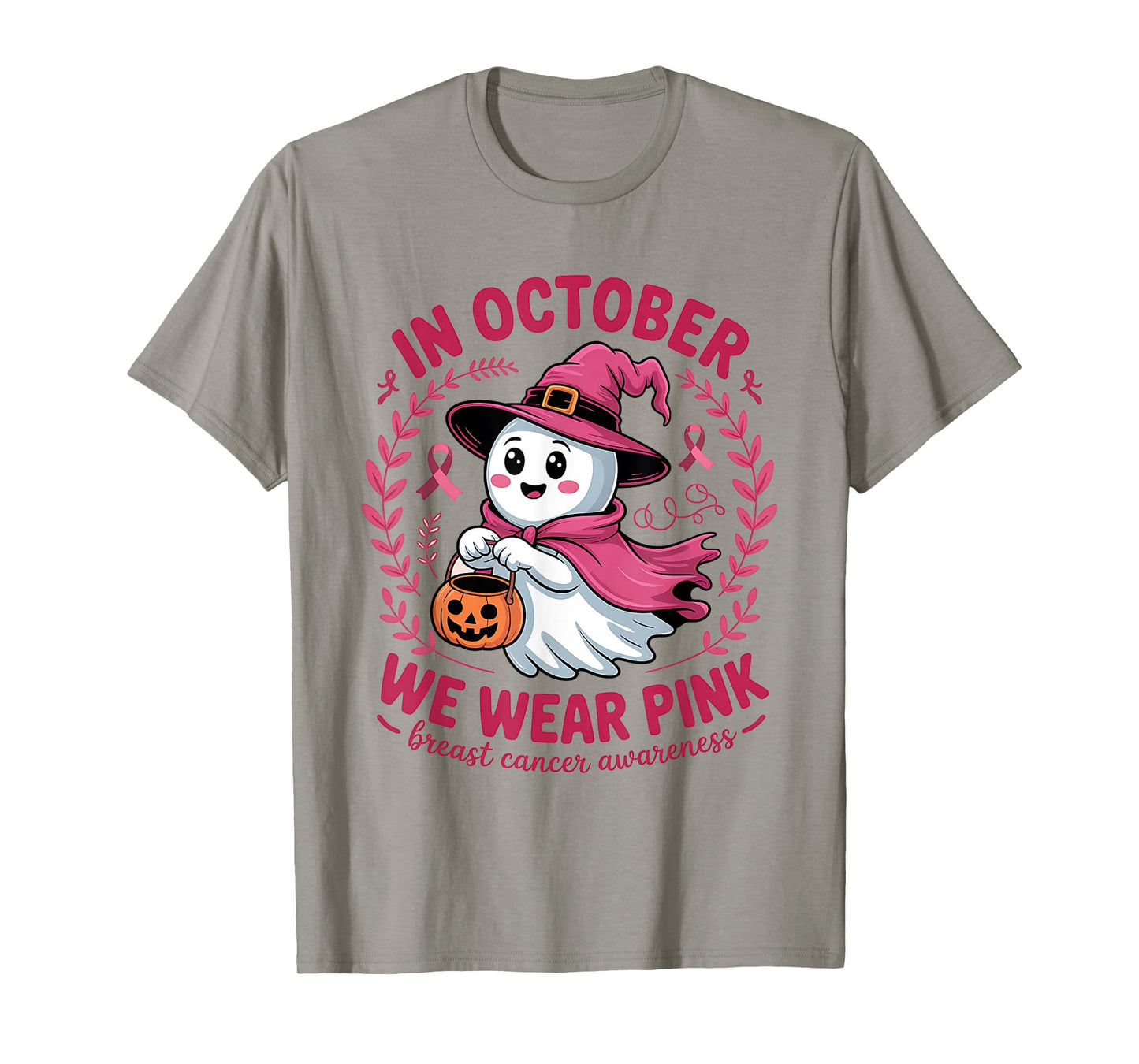 In October We Wear Pink Breast Cancer Awareness Halloween T-Shirt