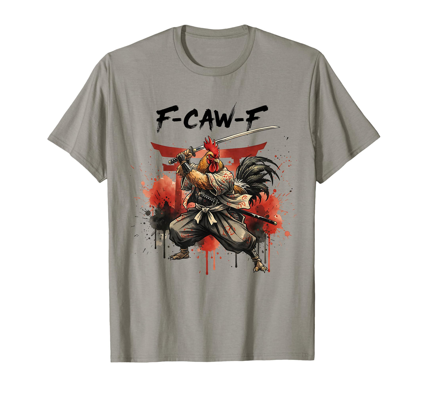 Retro Samurai F-Caw-F Chicken Warrior Japanese Chicken Ninja T-Shirt