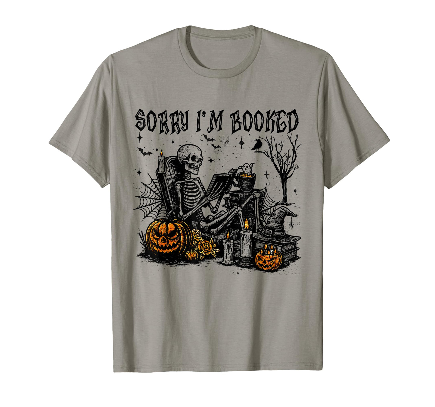 I'm Booked Skeleton Reading Book Halloween Spooky Bookworm T-Shirt