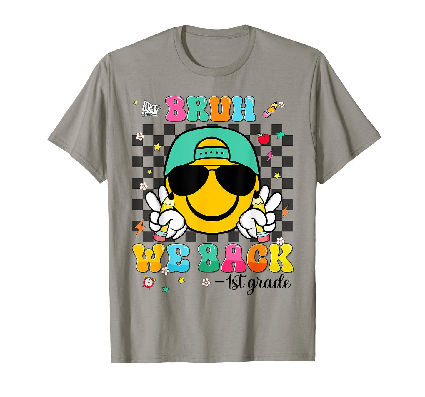 Bruh We Back 1st Grade Smile Face First Day Of School Boys T-Shirt