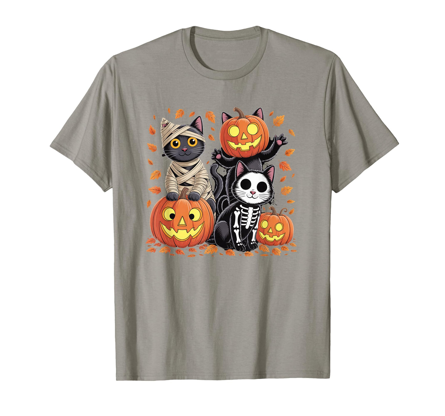 Cute Black Cats in Halloween Costumes with Pumpkins T-Shirt