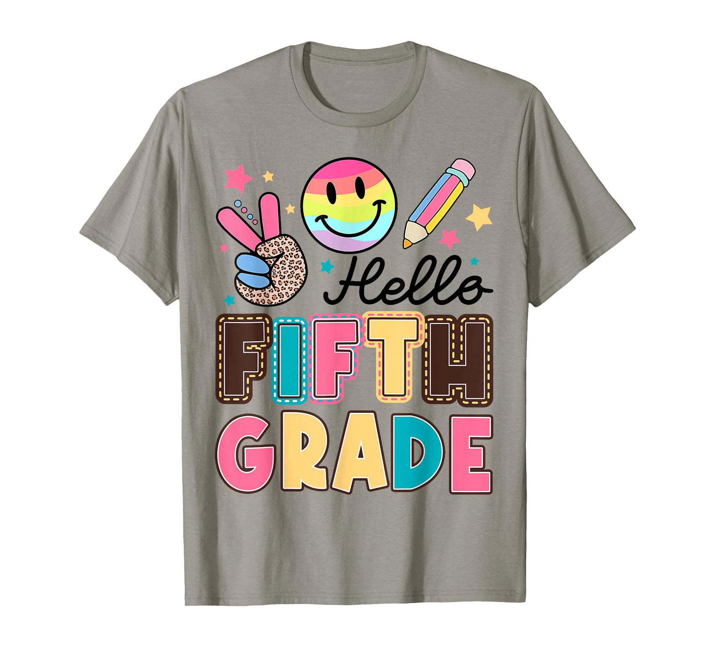 Hello Fifth Grade Smile Face 1st Day Of School Teachers Kids T-Shirt