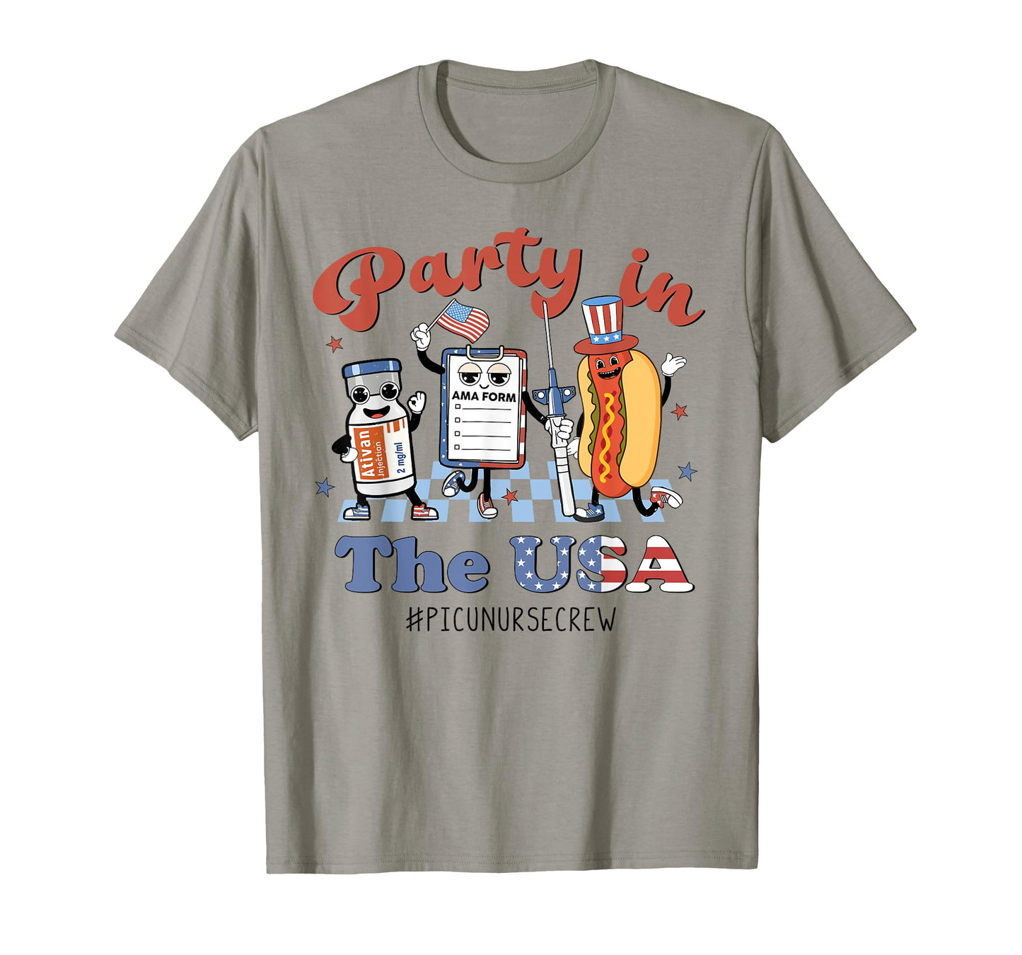 Funny 4th Of July Shirt Party in the USA PICU Nurse Crew Women Men T-Shirt
