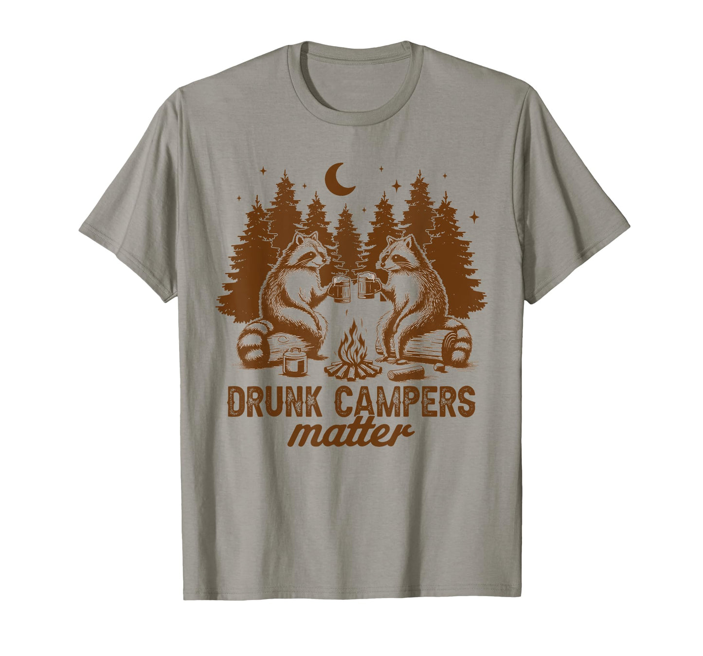Drunk Campers Matter Camping Raccoon Campfire Drinking Team T-Shirt
