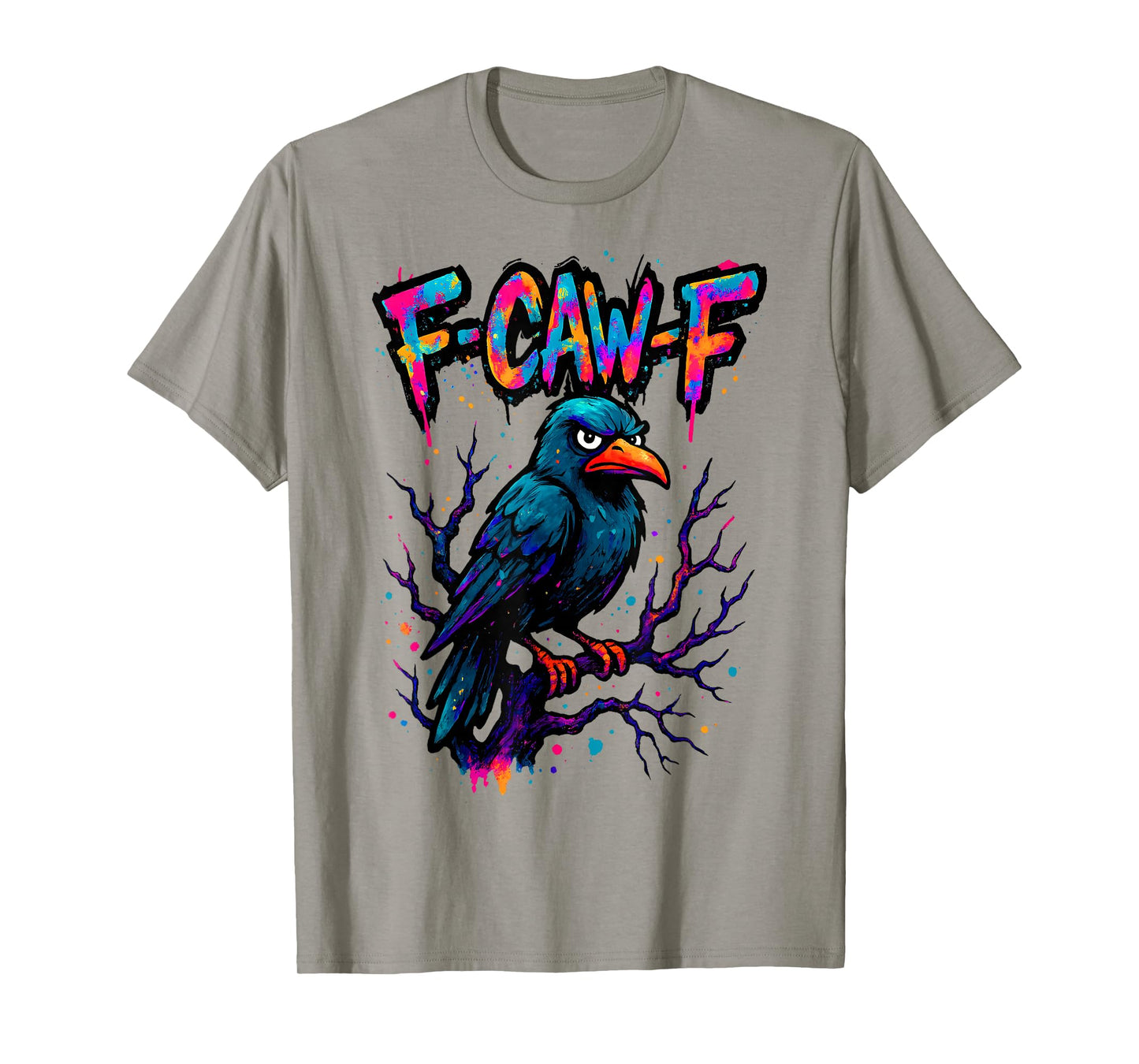 Funny F Caw F Raven Bird Retro Graphic F-CAW-F Crow Pun T-Shirt