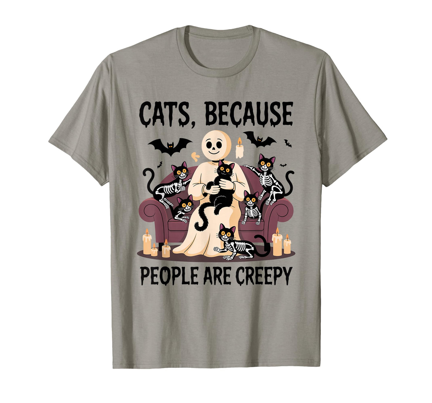 Cats Because People are Creepy Ghost Halloween Cat Mom Kids T-Shirt
