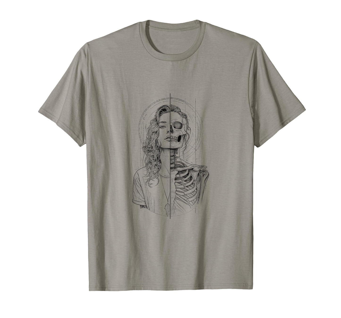 Half Human-Skeleton Tattoo Art T-Shirt