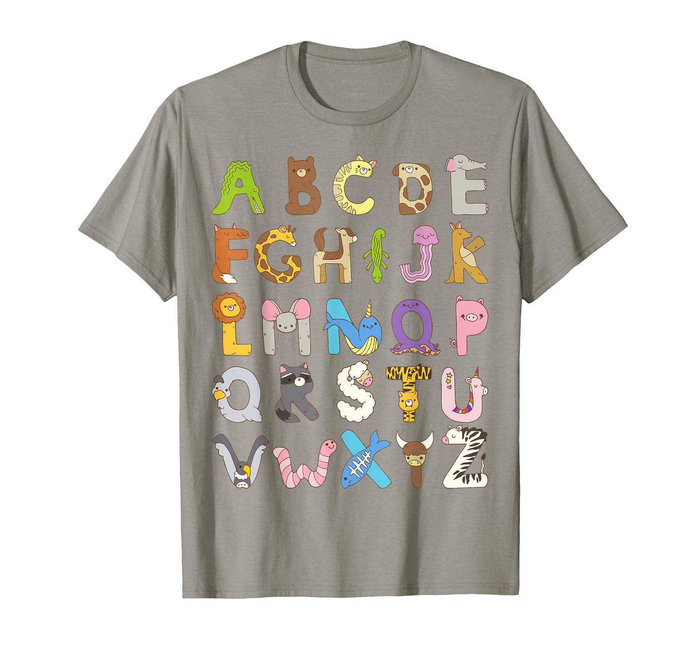 ABC Animals Alphabet Graphic Boys Girls Kindergarten Teacher T-Shirt