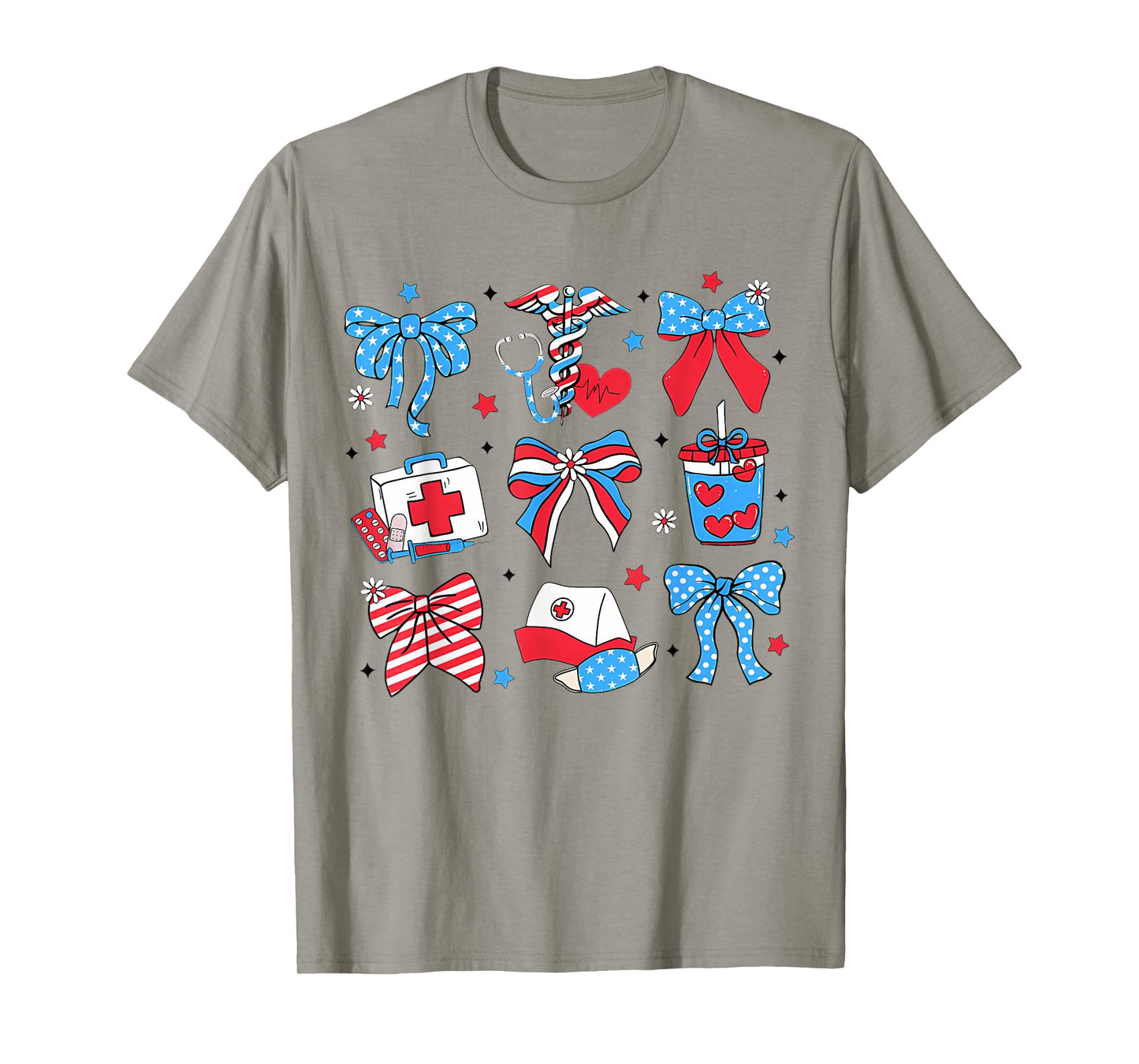 Retro Nurse 4Th Of July Coquette Bow Nurse America T-Shirt