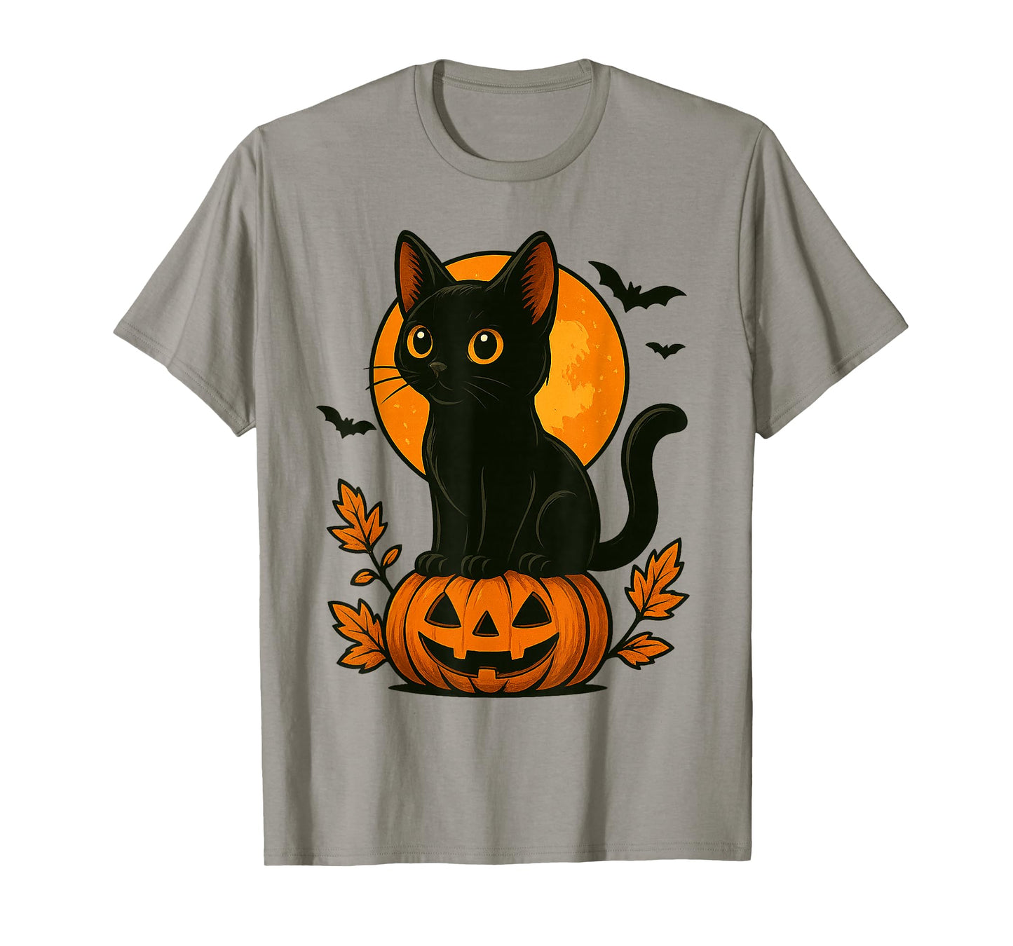 Retro Black Cat Pumpkin Halloween Costume Fall Autumn Season T-Shirt