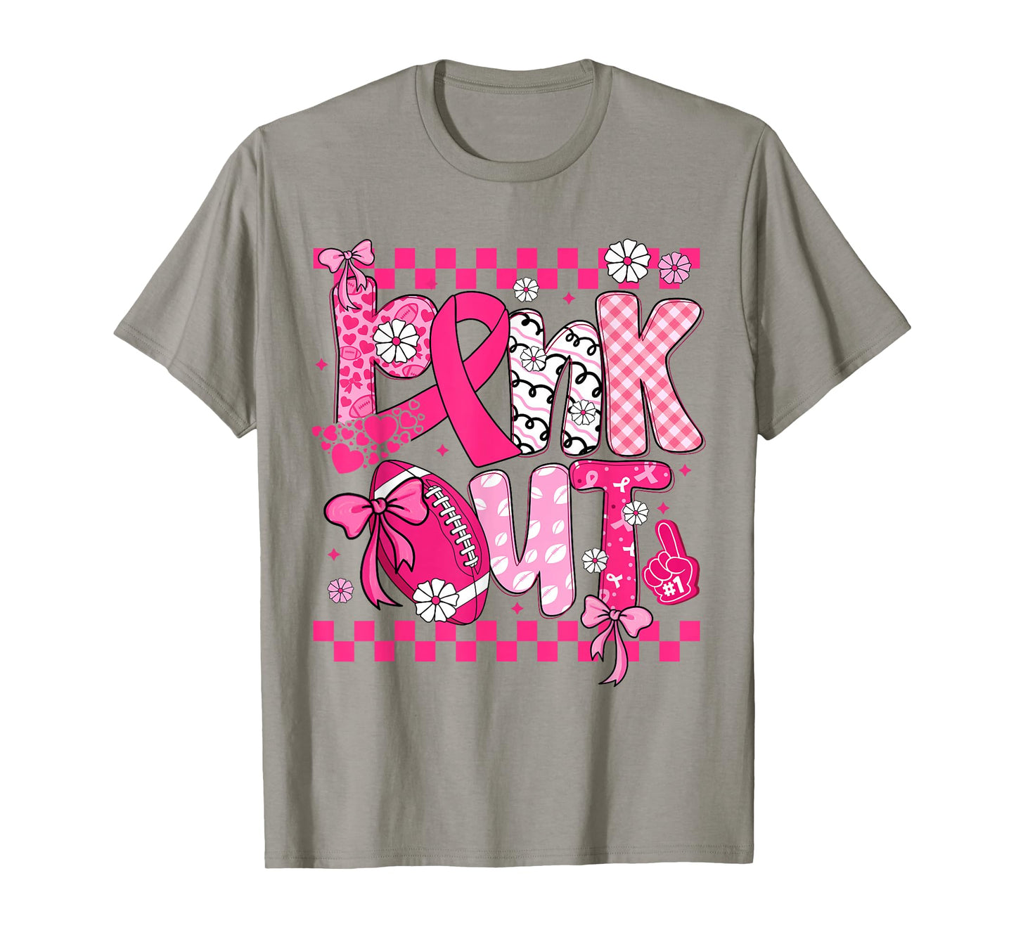 Coquette Bow Pink Out Football Team Breast Cancer Awareness T-Shirt