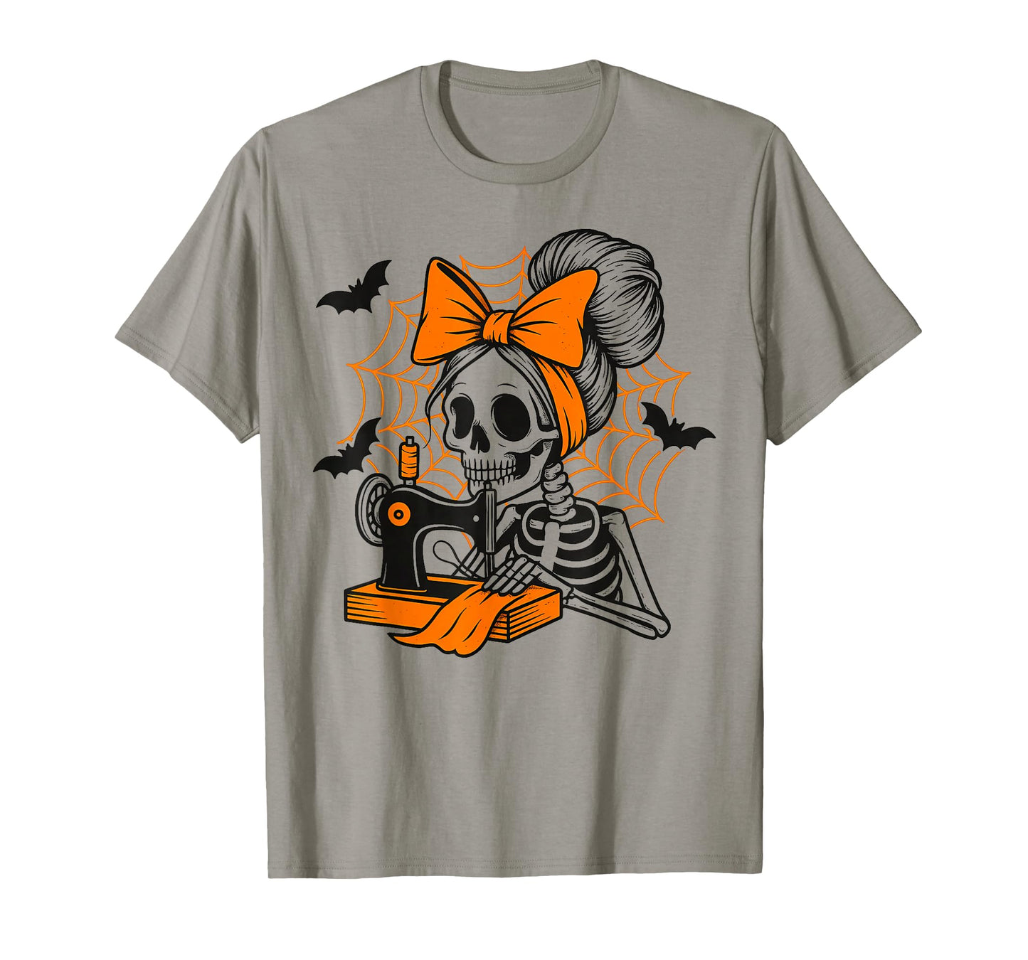Messy Bun Hair Skeleton Sewer Halloween Quilting Costume T-Shirt